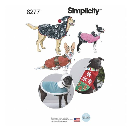 Simplicity Patterns Simplicity Fleece Dog Coats and Hats Sewing Pattern, 8277, A