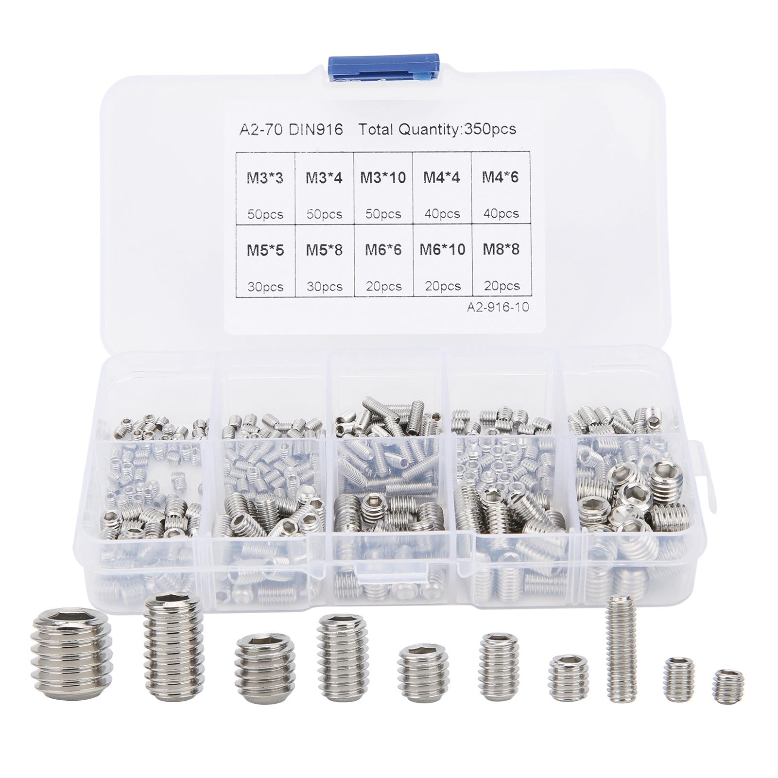 TOMTOP JMS 350Pcs Concave End Tightening Set 304 Stainless Steel Hardware Accessories M3M8