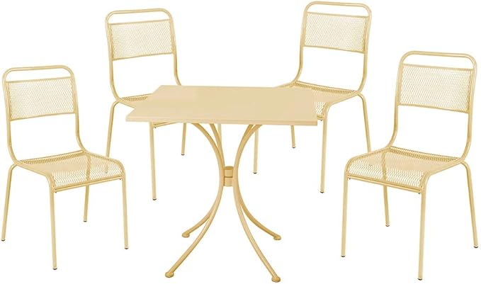 GARDEN FRIEND Set Tavolo con 4 sedie da giardino in acciaio crema salottino da estreno Ocean