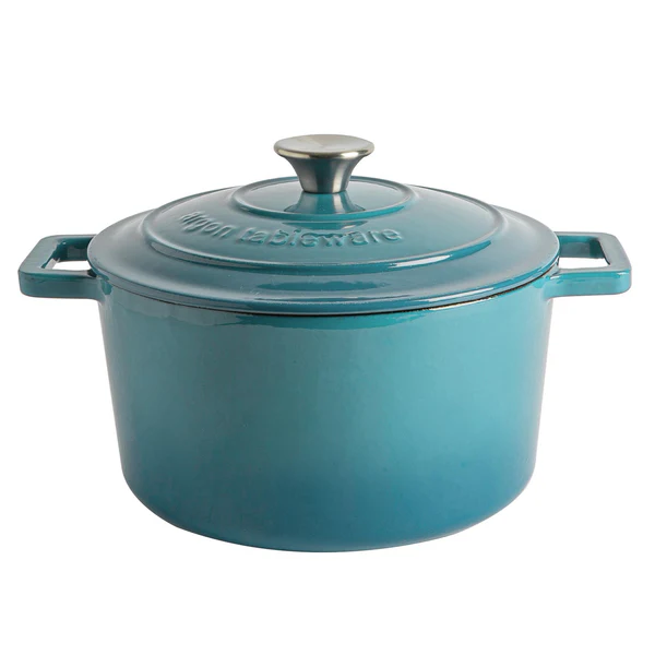 Argon Tableware Round Cast Iron Casserole Dish with Self-Basting Lid - 4.5L