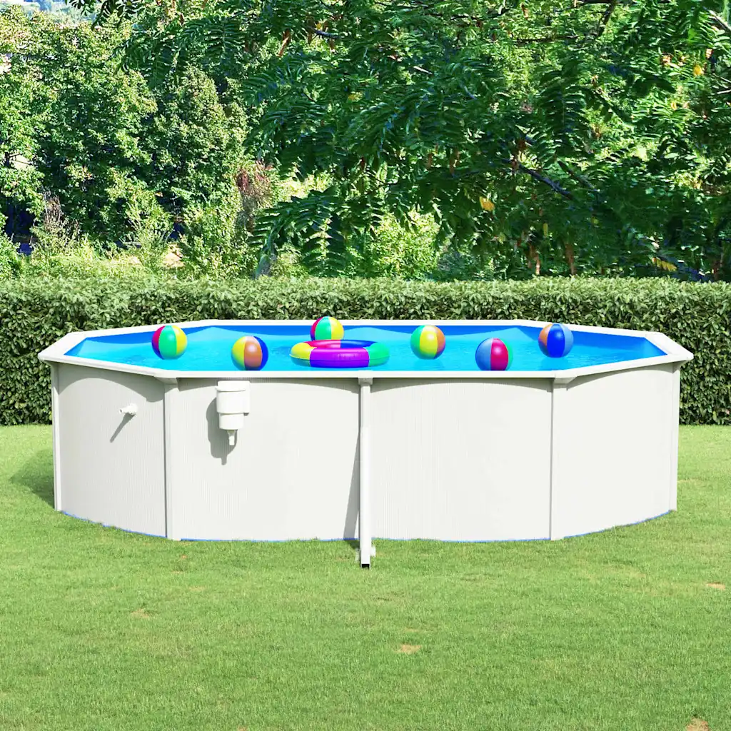 VidaXL Swimming Pool with Steel Wall Oval 490x360x120 cm White