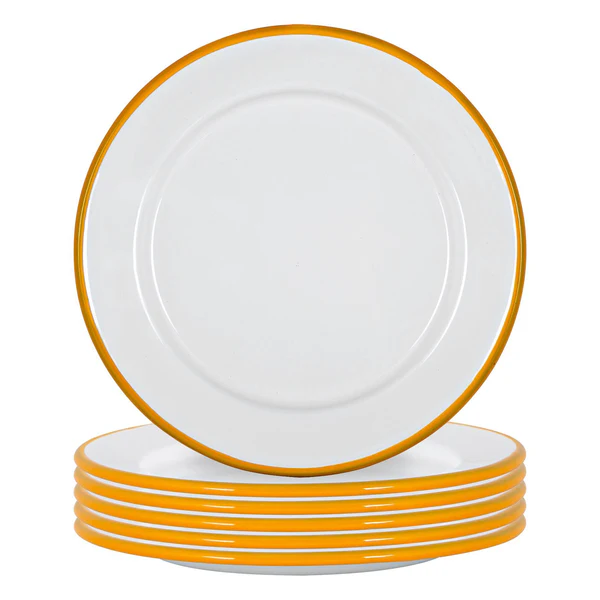 Argon Tableware 20cm White Enamel Side Plates | Pack of Six | By Argon Tableware