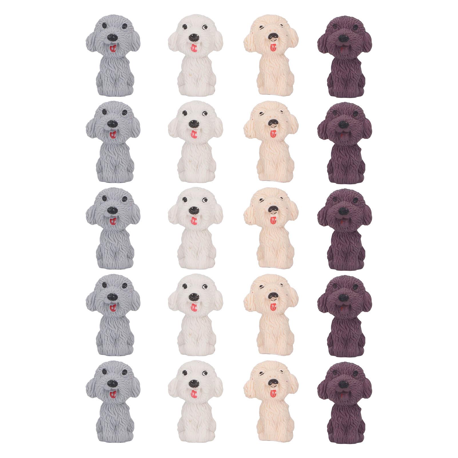 GoolRC 20pcs Dog Erasers for Kids Student Cute Dog Easy Erase Safety PTR Animal Pencil Erasers Top Erasers