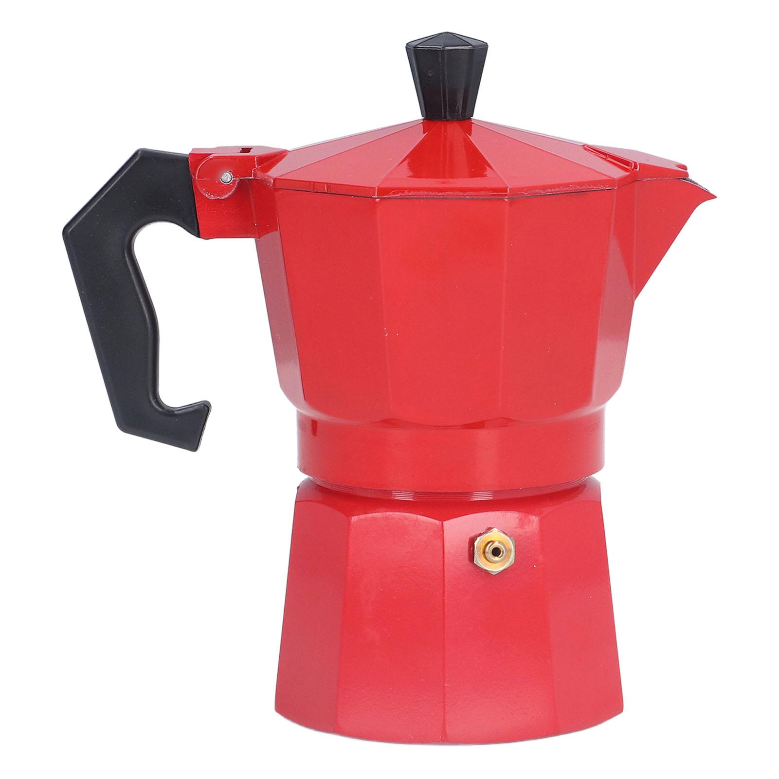 COSYHOME (red, L(for 6.5-9kg)) 150ml 3 Cups Aluminum Coffee Pot Percolator Italian Cafetiere Household Moka Coffee Tea Makerred
