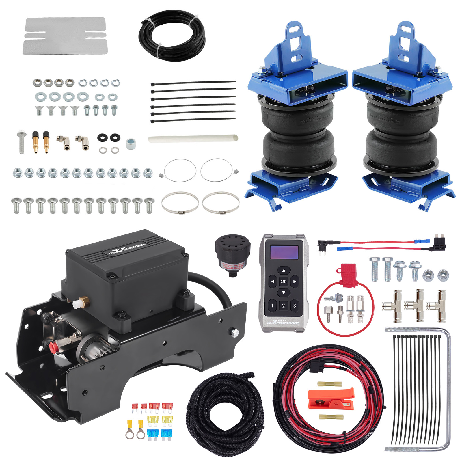 MaXpeedingrods Air Spring Kit w/ Wireless Air Controller Kit compatible for Dodge Ram 4X4 2019-2025