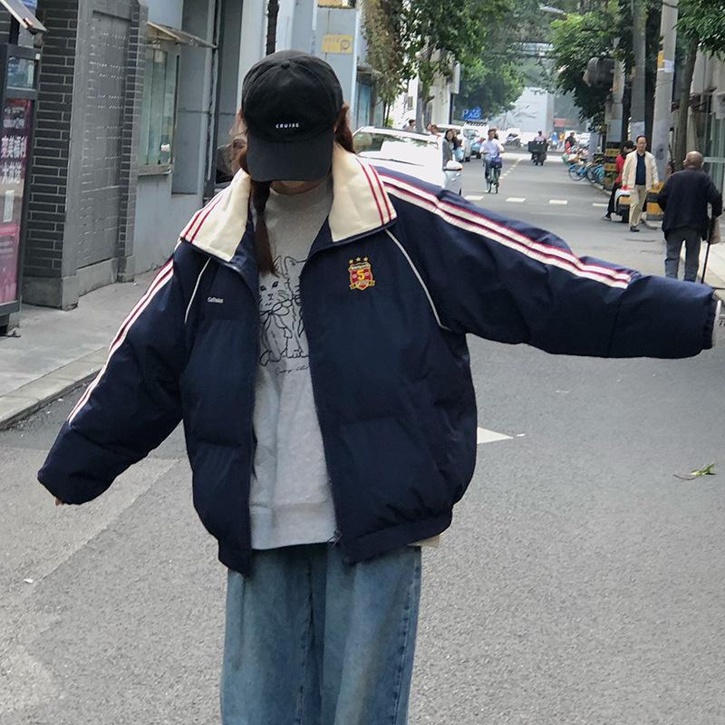 Kenzo American Retro Padded Clothes Women's New Winter Padded Jackets Down Padded Jackets XL navy blue