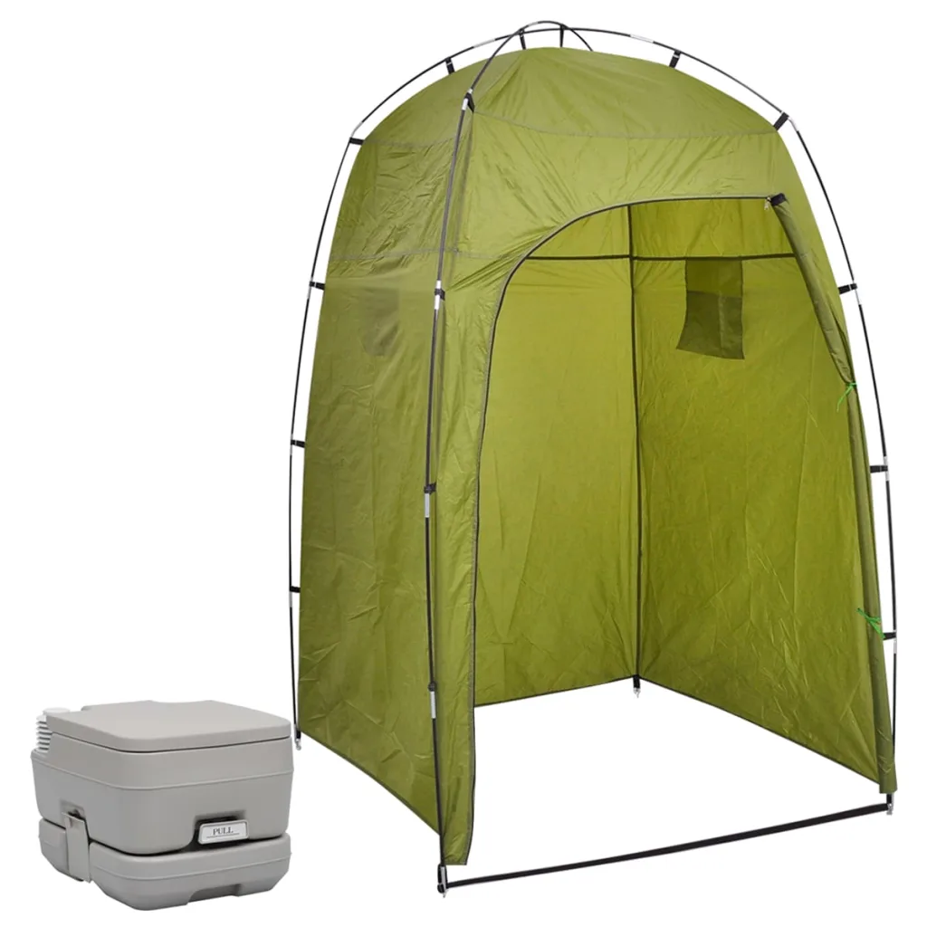 VidaXL Portable Camping Toilet with Tent 10+10 L
