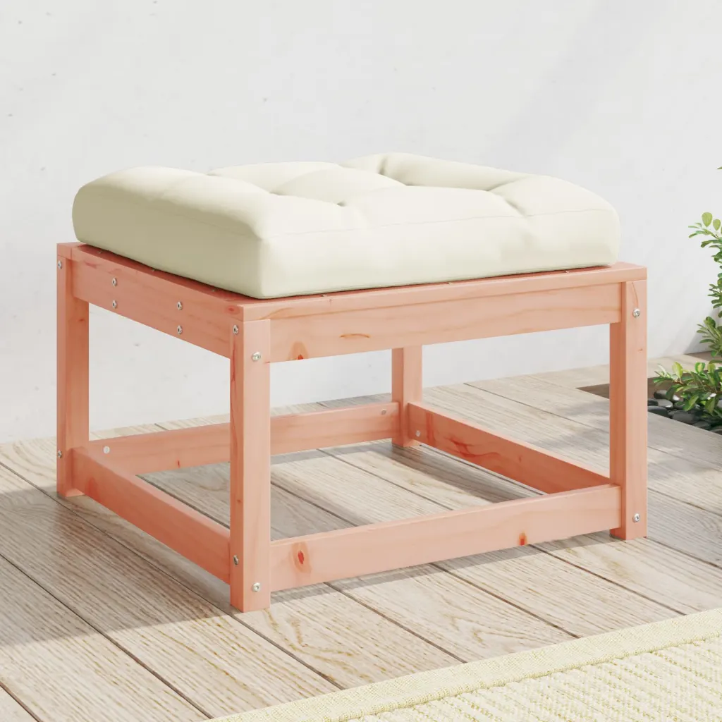 VidaXL Garden Footstool with Cushions Ottoman Footrest Solid Wood Douglas