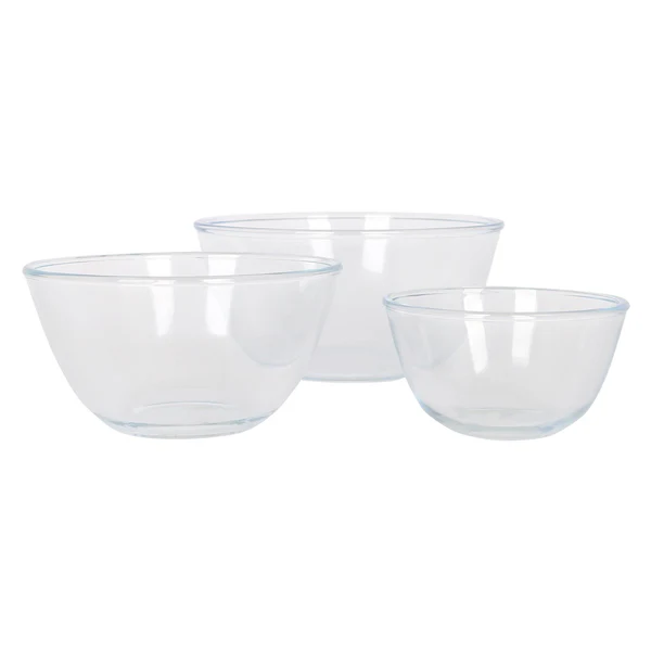 Harbour Housewares 3Pc Glass Mixing Bowl Set - 3 Sizes - Deep Kitchen Baking Cooking Bowls Microwave Safe