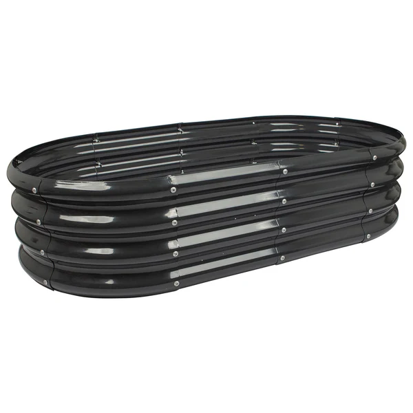 Harbour Housewares Rounded Galvanised Steel Raised Garden Bed - 120cm x 60cm - 1pc