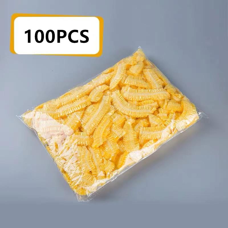 Bestbags 100 Disposable Shower Caps Bathing Bathing Waterproof Adult Hair Drying Caps Dustproof Plastic Head Covers for Men and Women