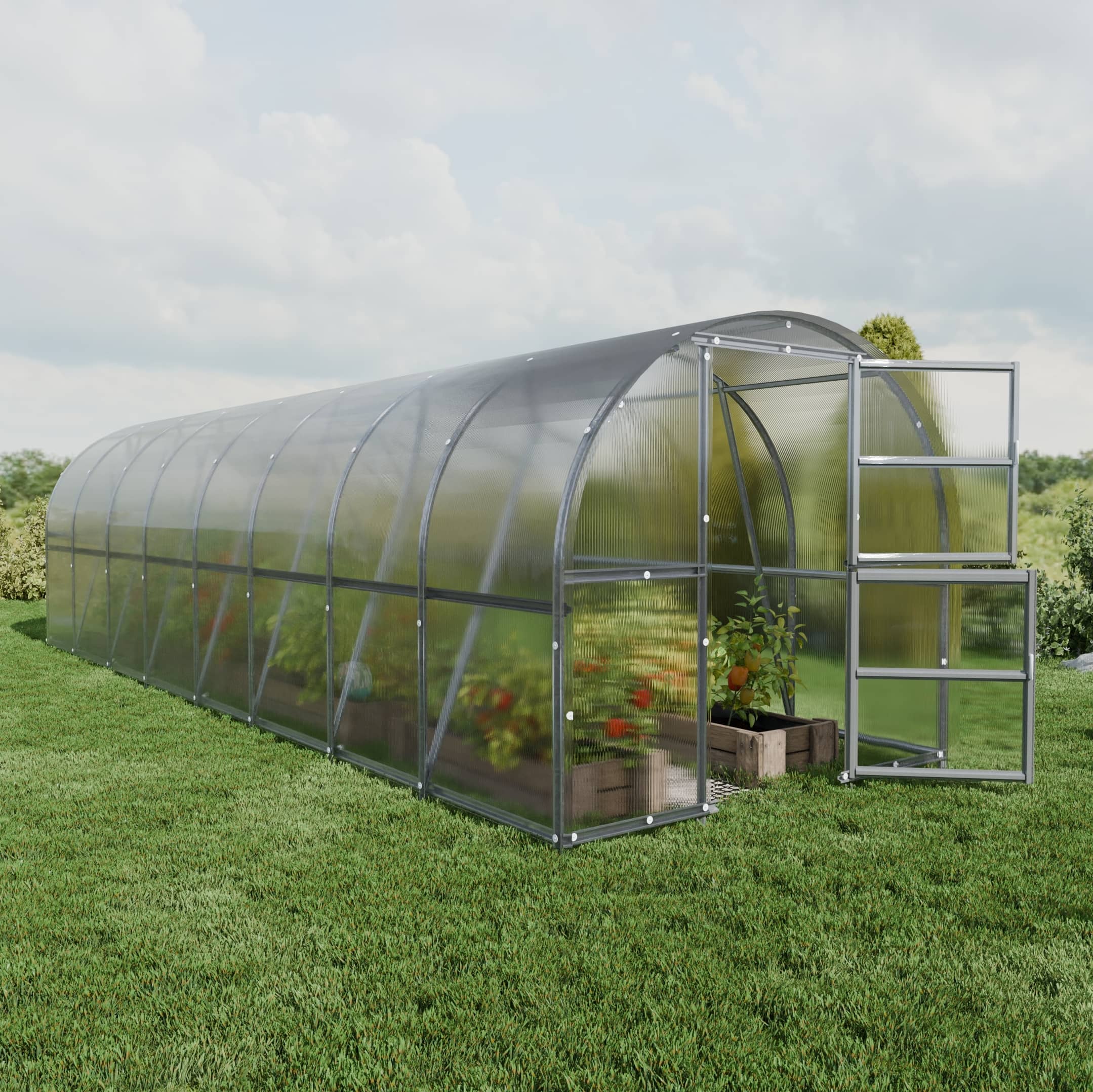 Klasika Greenhouses Certified Greenhouse Klasika Baltic Lt 24M2, 3M X 8M, 6 mm Polycarbonate Cover