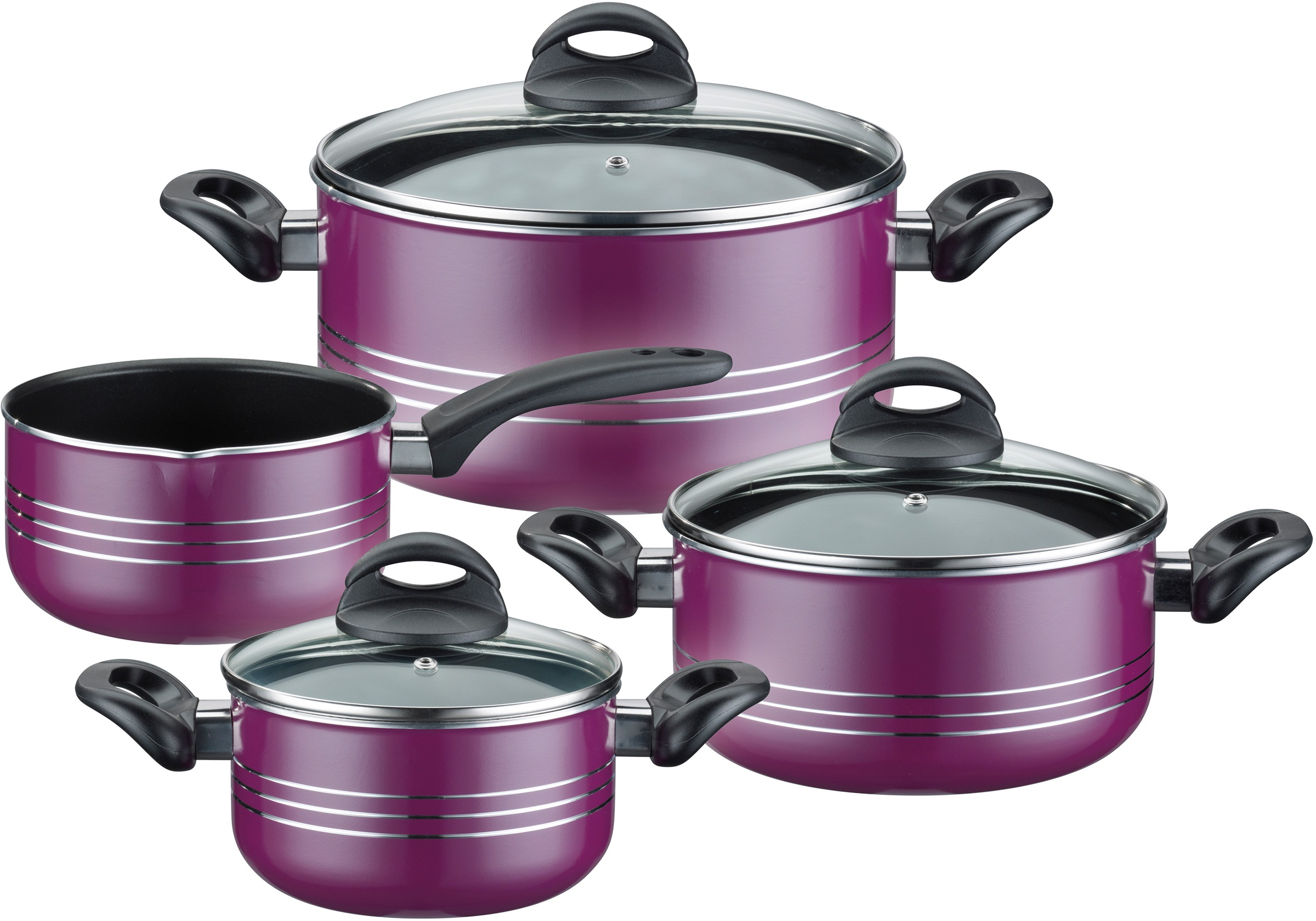 G.S.W. Milano 7 Piece Aluminium Non-Stick Cookware Set gray
