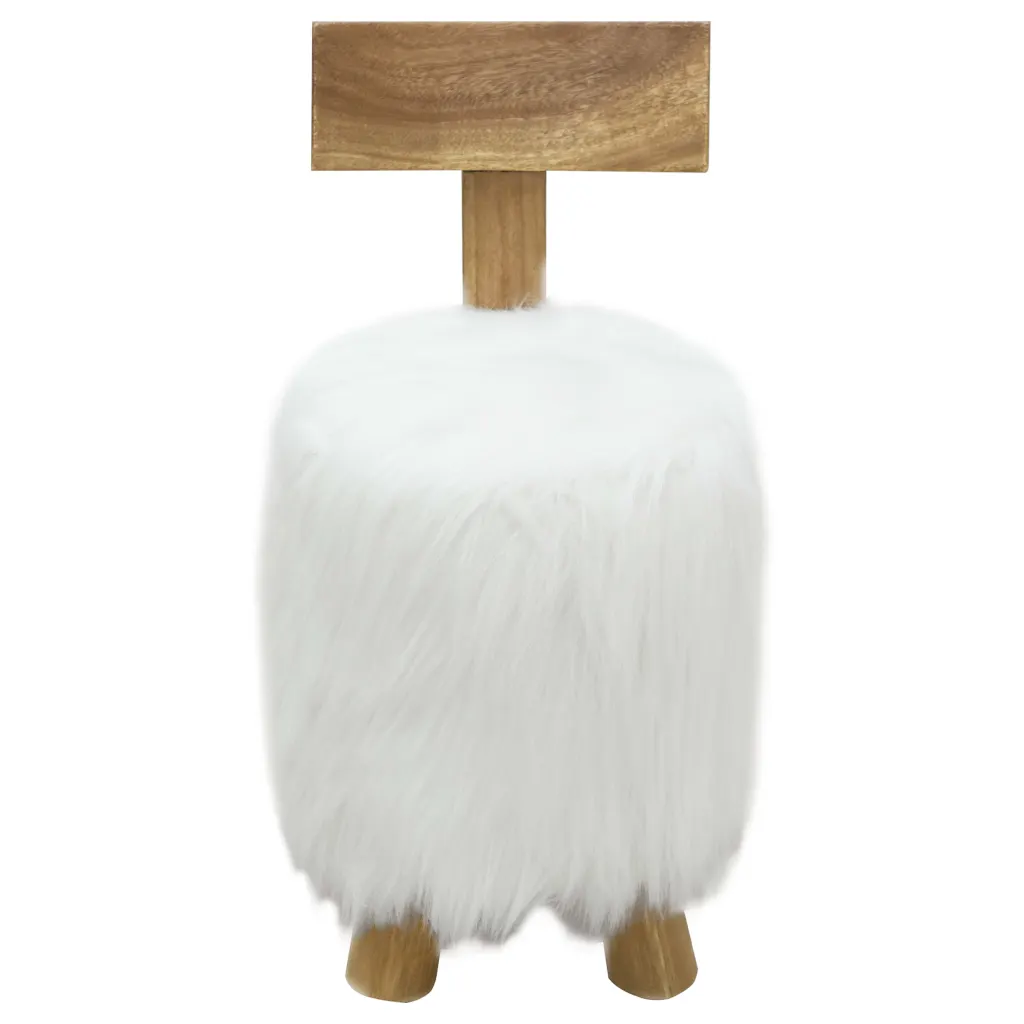 VidaXL Stool White Solid Teak Wood