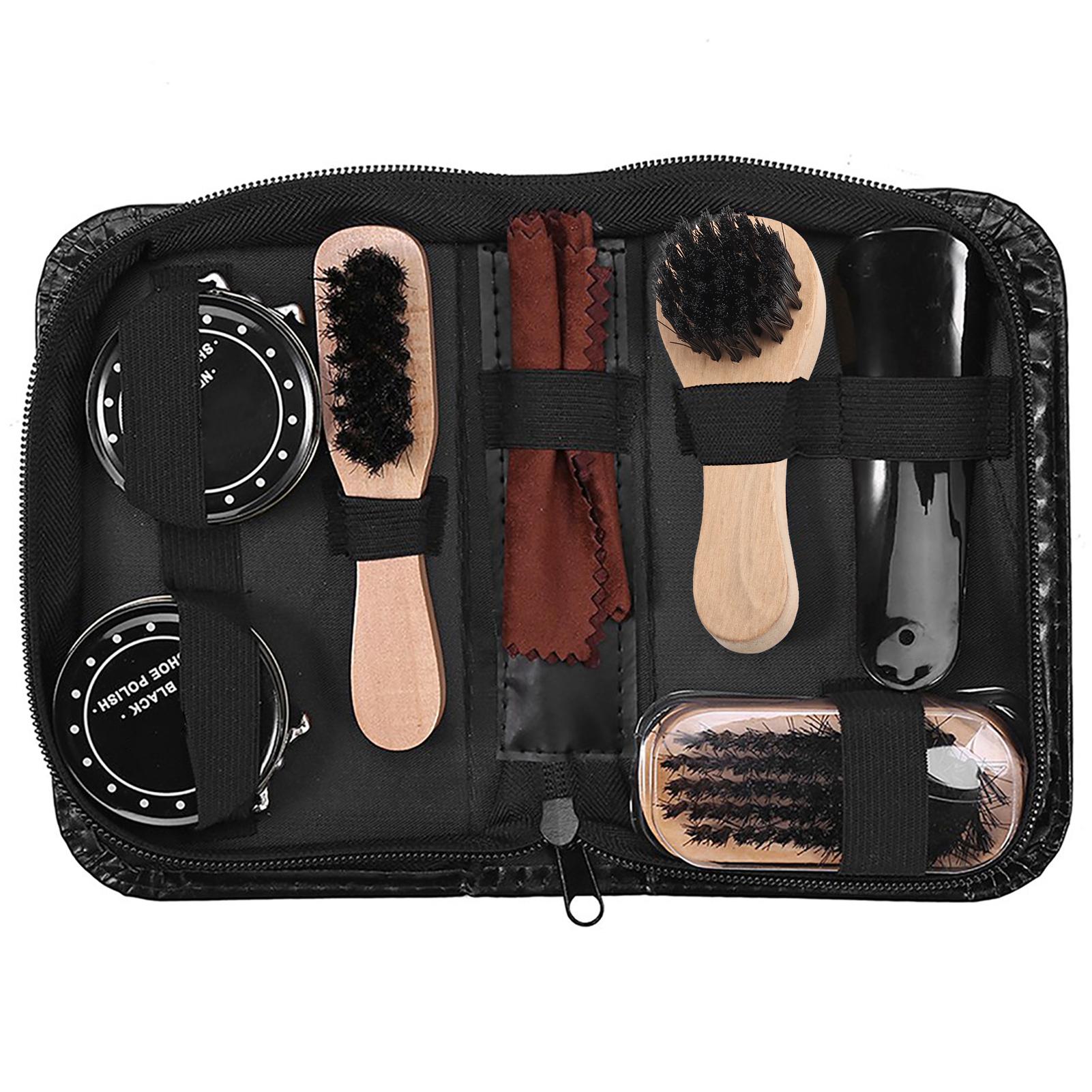 COSYHOME 8PCS Leather Shoes Care Tool Boot Polishing Cleaning Kit with Black & Neutral Shoe Polishes