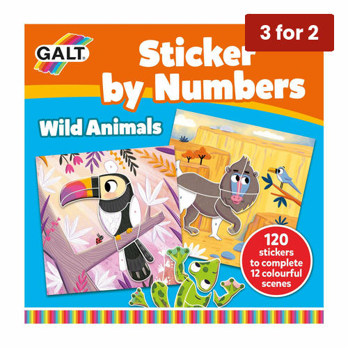 Galt Sticker By Numbers Wild Animals Sticker Book With 120 Stickers