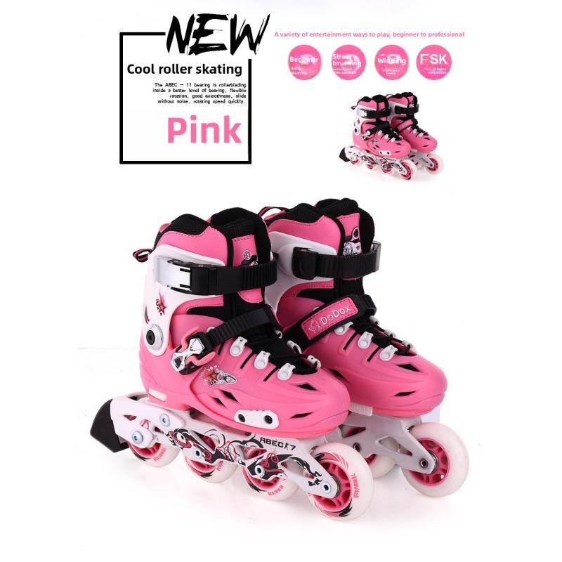 Angel Ting Thickened Speed Skating Bracket Smoothing Shoes Children's Roller Skates Set Adult Roller Skates Skates M(33-35) pink