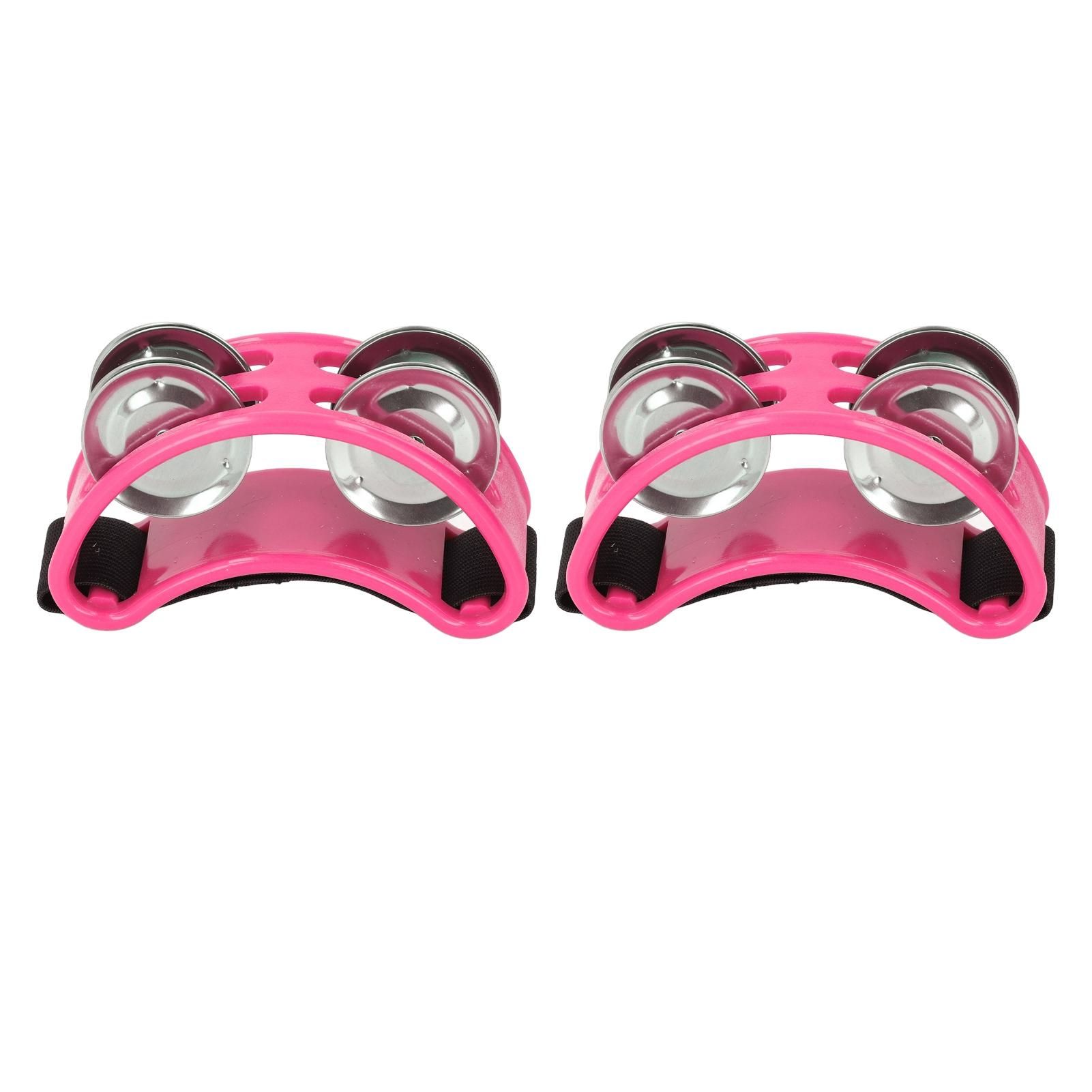 COSYHOME 2PCS Foot Tambourine Percussion Musical Instrument Percussion Pedal for Concert Party Pink