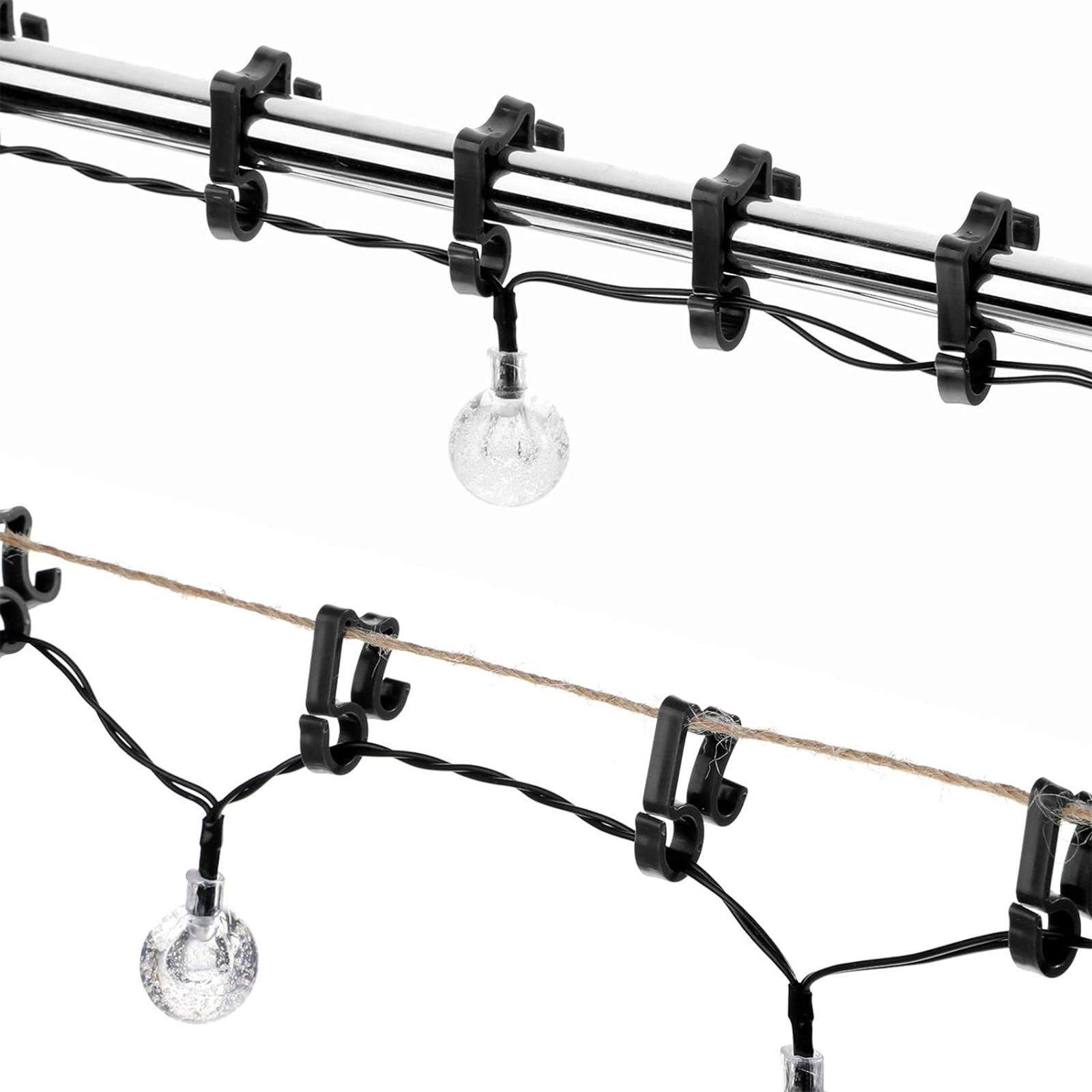 Meterk 100PCS Light Clips Outdoor Hang Gutter Hooks for Decoration String Lights Lighting Hooks black