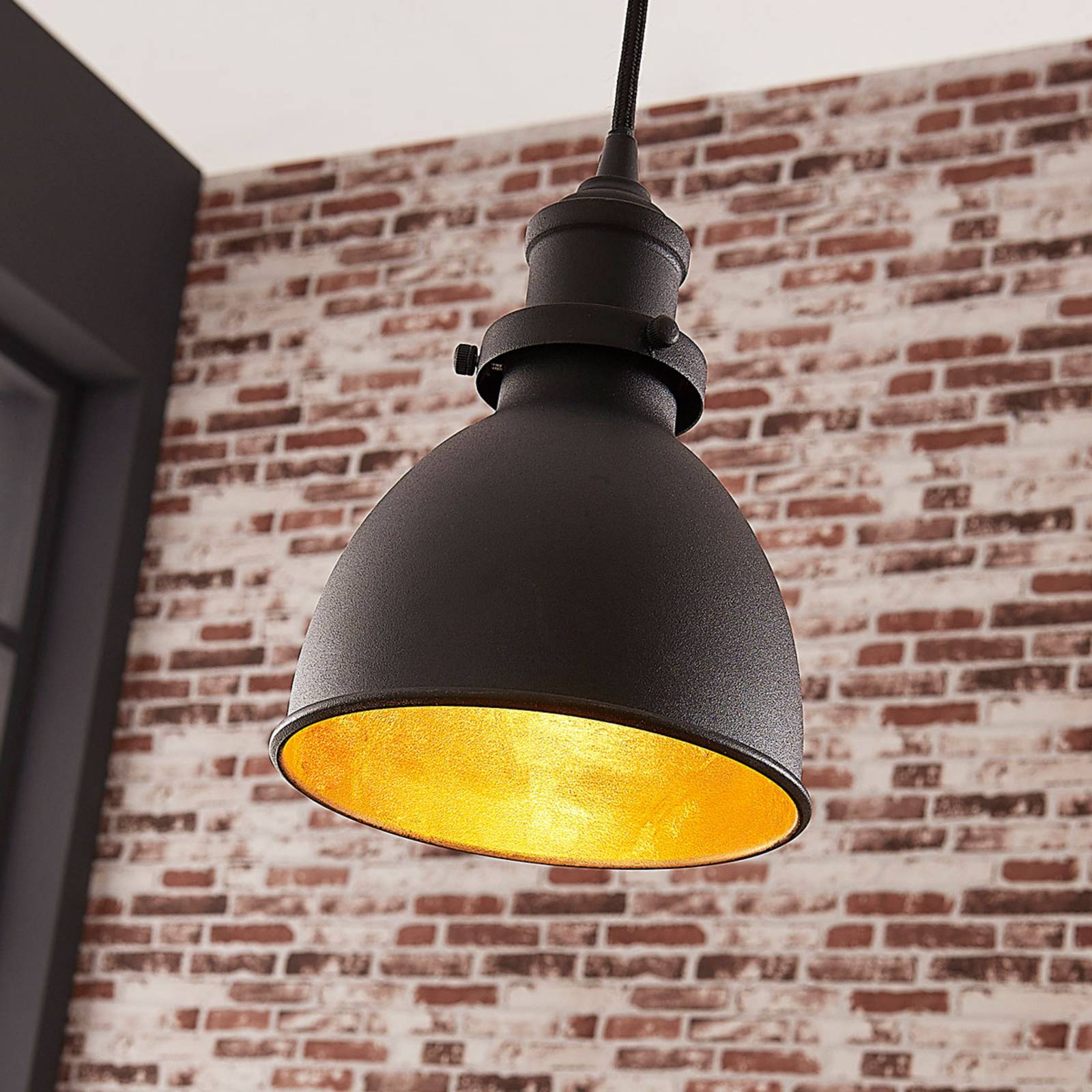 Lampenwelt.com Black pendant light Jasminka, industrial style