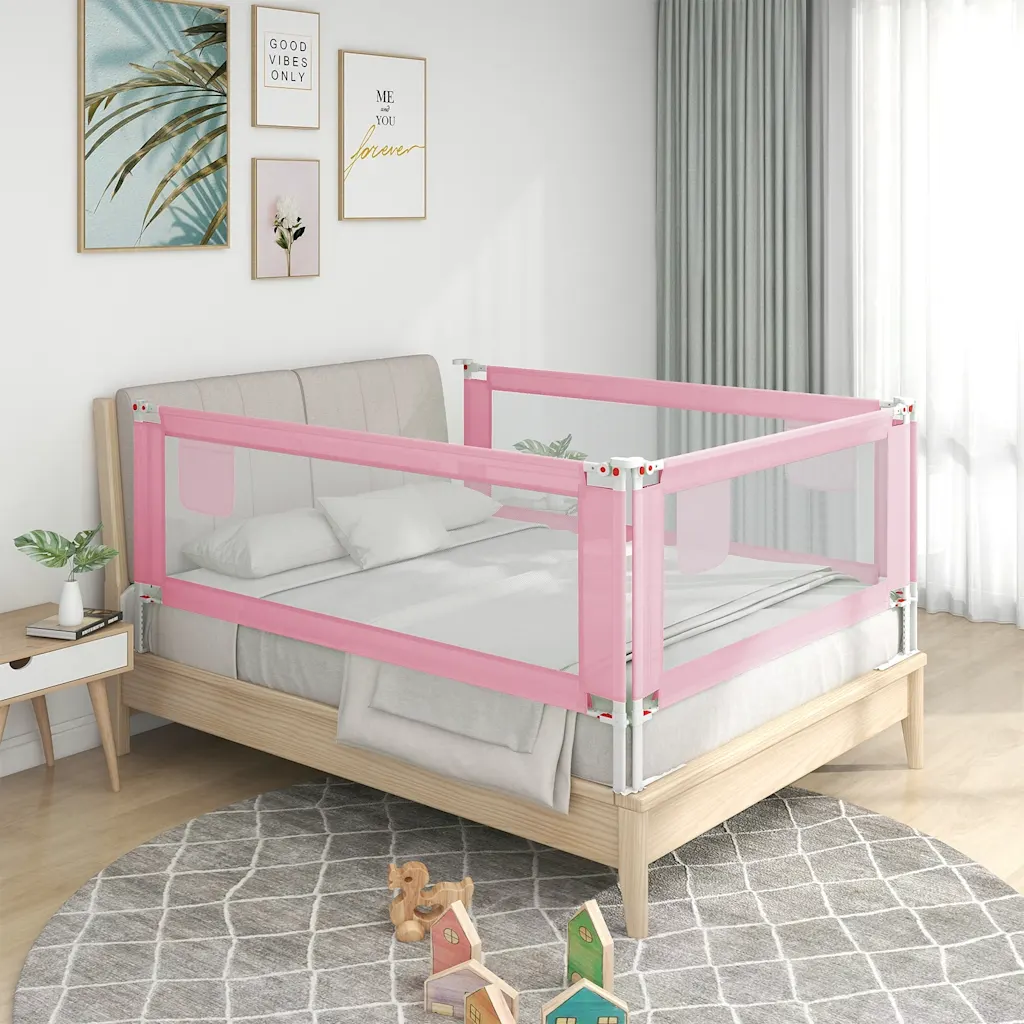 VidaXL Toddler Safety Bed Rail Pink 180x25 cm Fabric