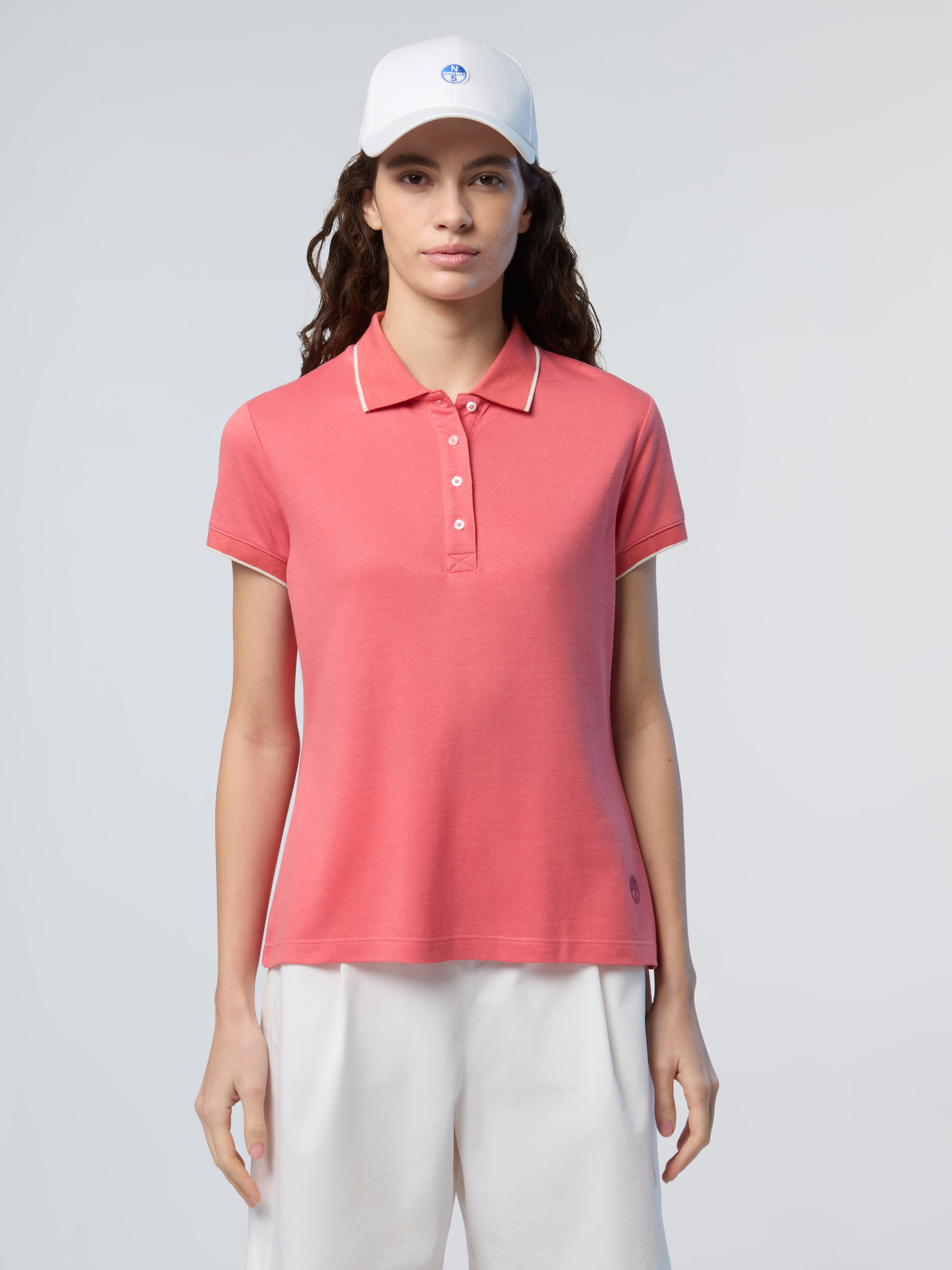 North Sails Women's Contrast Detail Short Sleeve Polo Women - Pink Polo Shirts - Size: 6