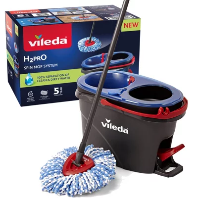 Vileda H2Pro Grey & Red Microfibre Hard Floor Spin Mop
