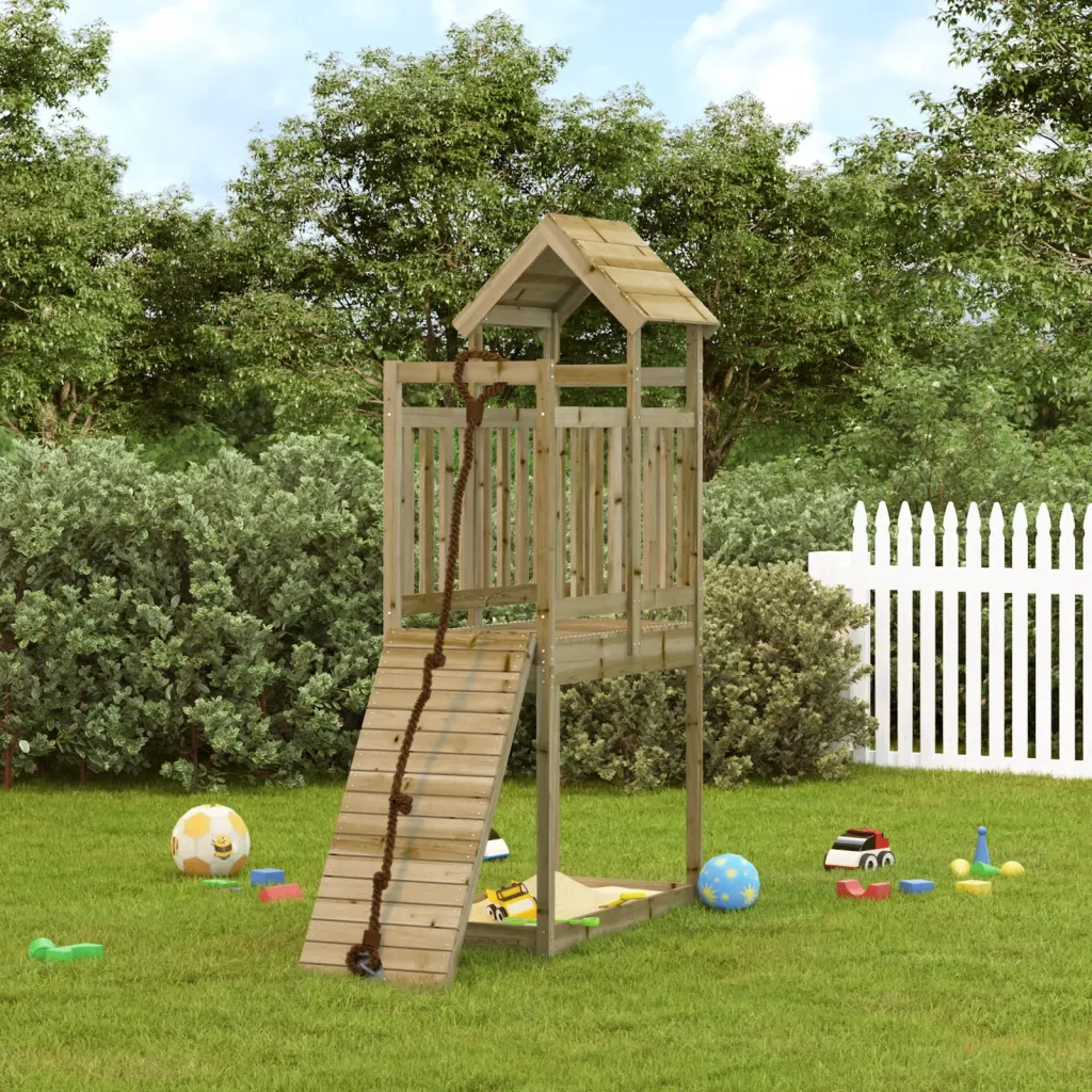 VidaXL (solid impregnated pinewood) vidaXL Playhouse with Climbing Wall Impregnated Wood Pine Kids Climbing Frame