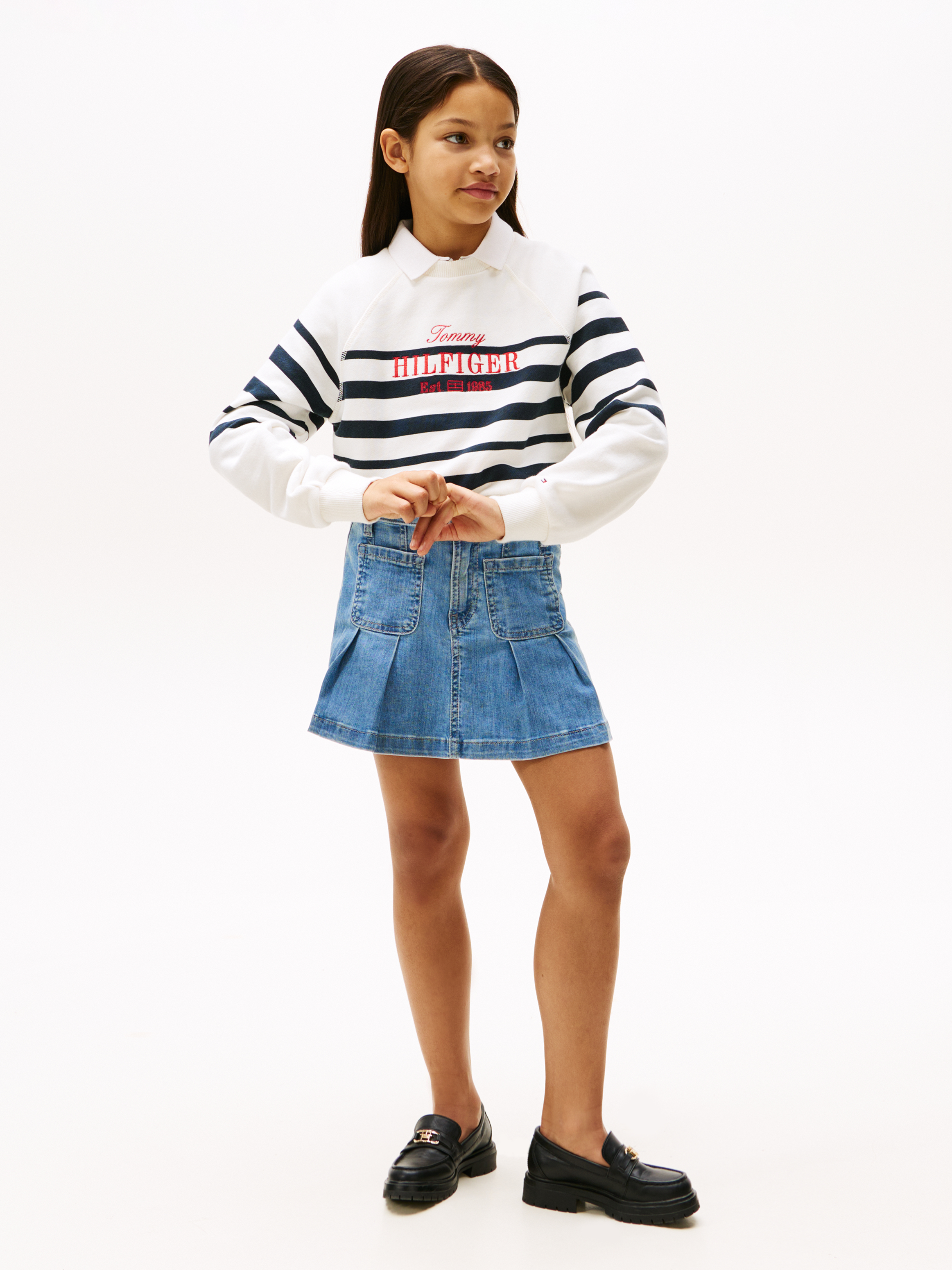 Tommy Hilfiger Denim Skirt Pleated - Blue