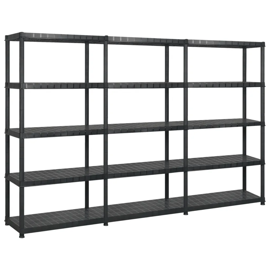 VidaXL Storage Shelf 5-Tier Black 255x40x185 cm Plastic