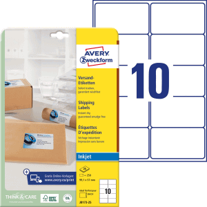 AVERY Zweckform Avery J8173-25 addressing label White Self-adhesive label