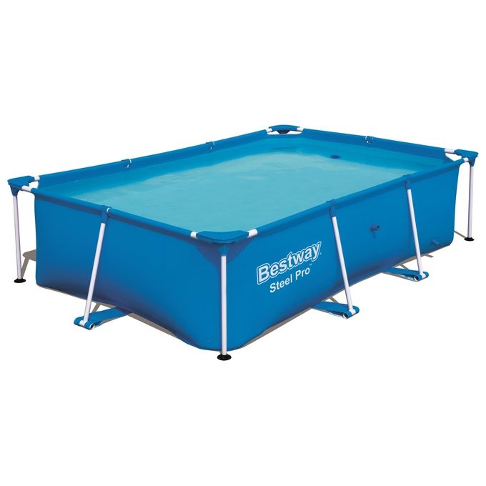 Bestway 56403 Steel Pro Frame Pool Without Pump Square Steel Family Blue Swimming 259 X 170 X 61 Cm