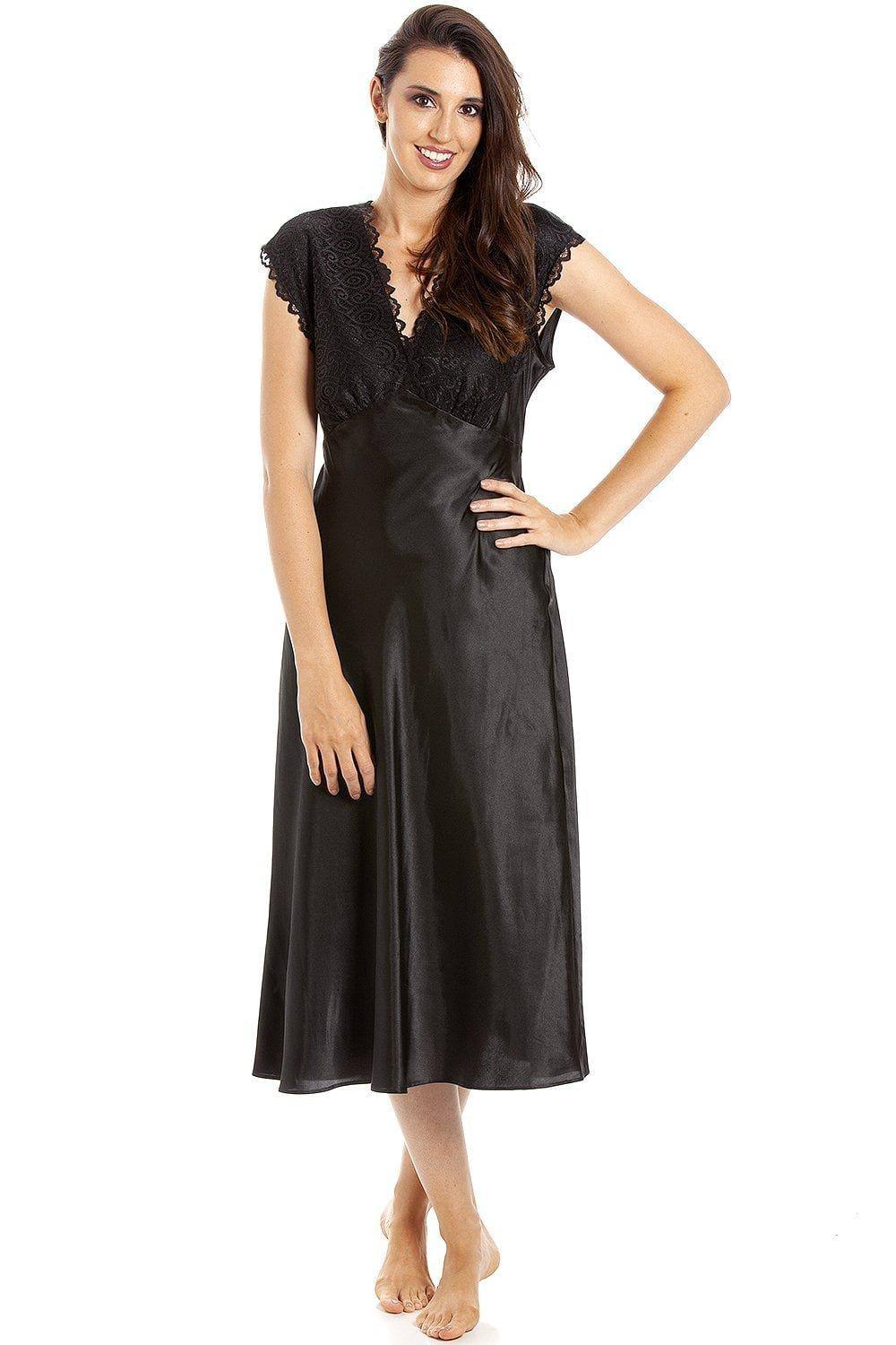 Camille Women's Classic Satin Chemises|Size: 14-16|black