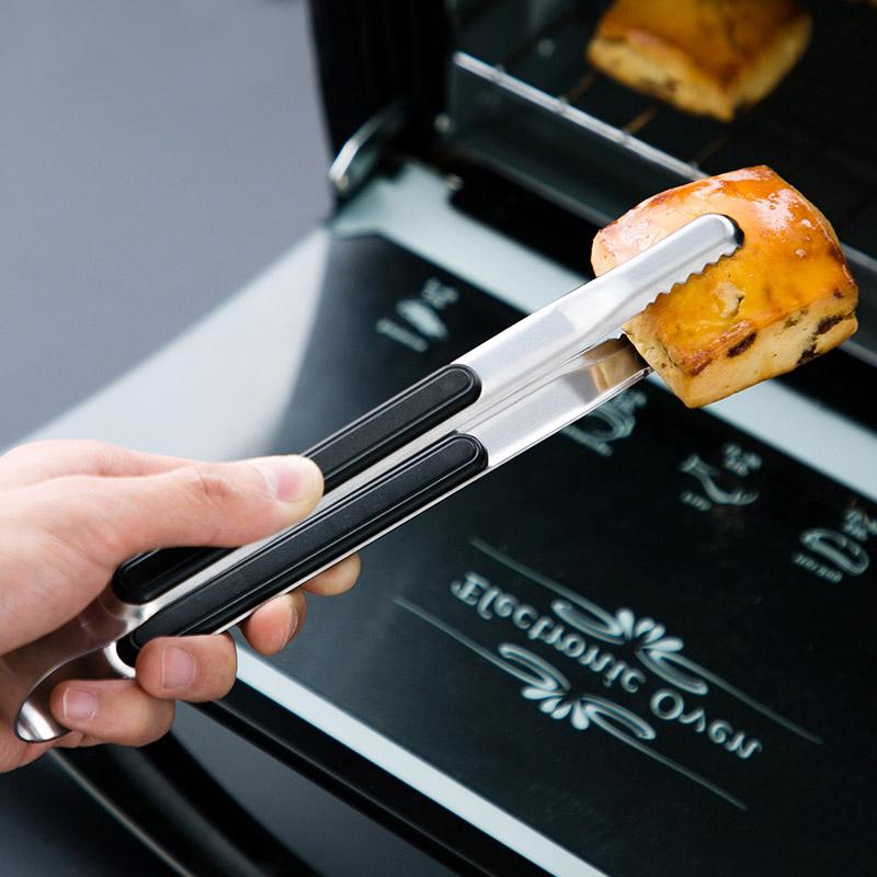 NATAWA Stainless Steel Kitchen Tongs Small Barbecue Grill Cooking Tongs BBQ Meat Salad Food Tongs Clamp Ice Tongs Clip Kitchen Utensils orange