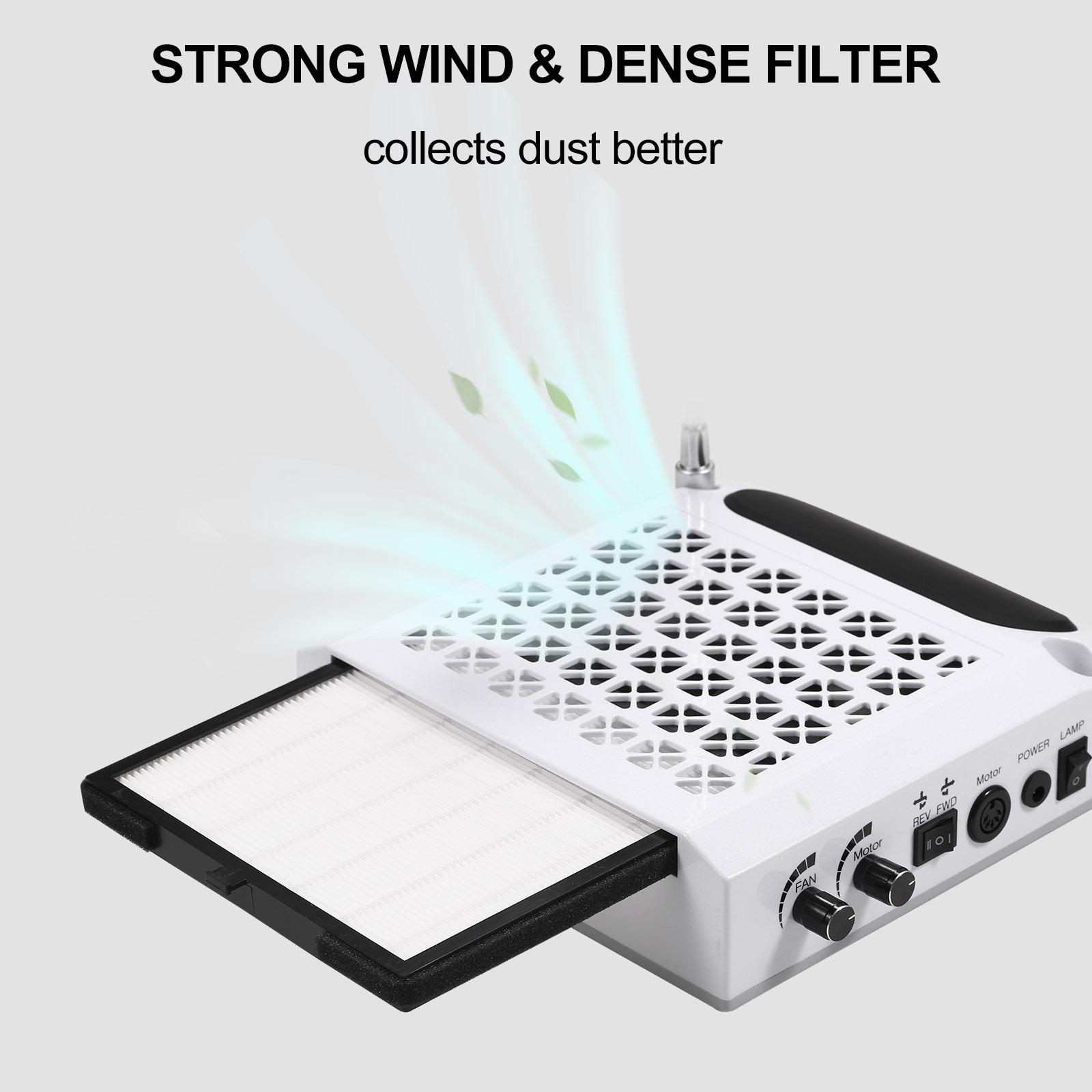 TOMTOP JMS Nail Lamp+Nail Dust Collector Nail Drill Machine Dust Suction Cleaner Nails Art Salon Tools UK Plug white