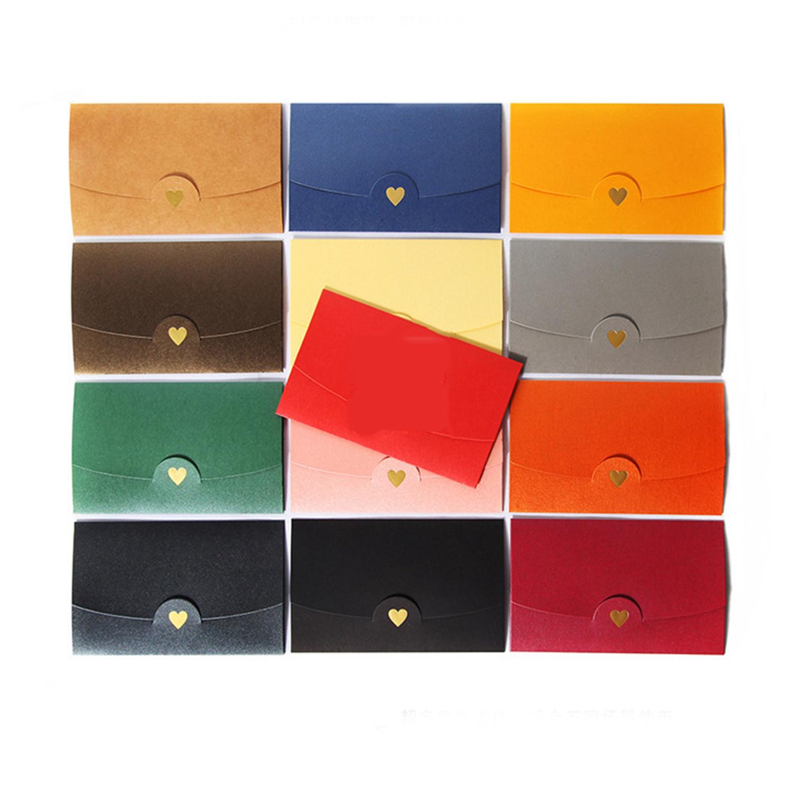 GoolRC 25pcs Pearlescent Envelopes with Love Heart Colored Envelopes Business Envelopes for Greeting Card Color Random