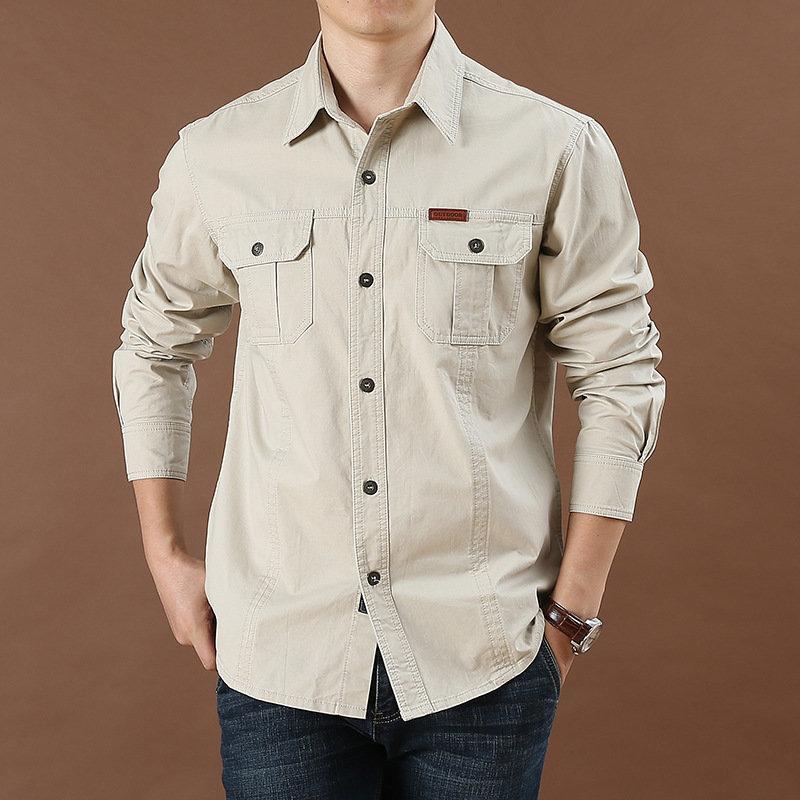 Boho Berry Summer Tactical Shirts Men Breathable Long Sleeve Work Cargo Shirts M