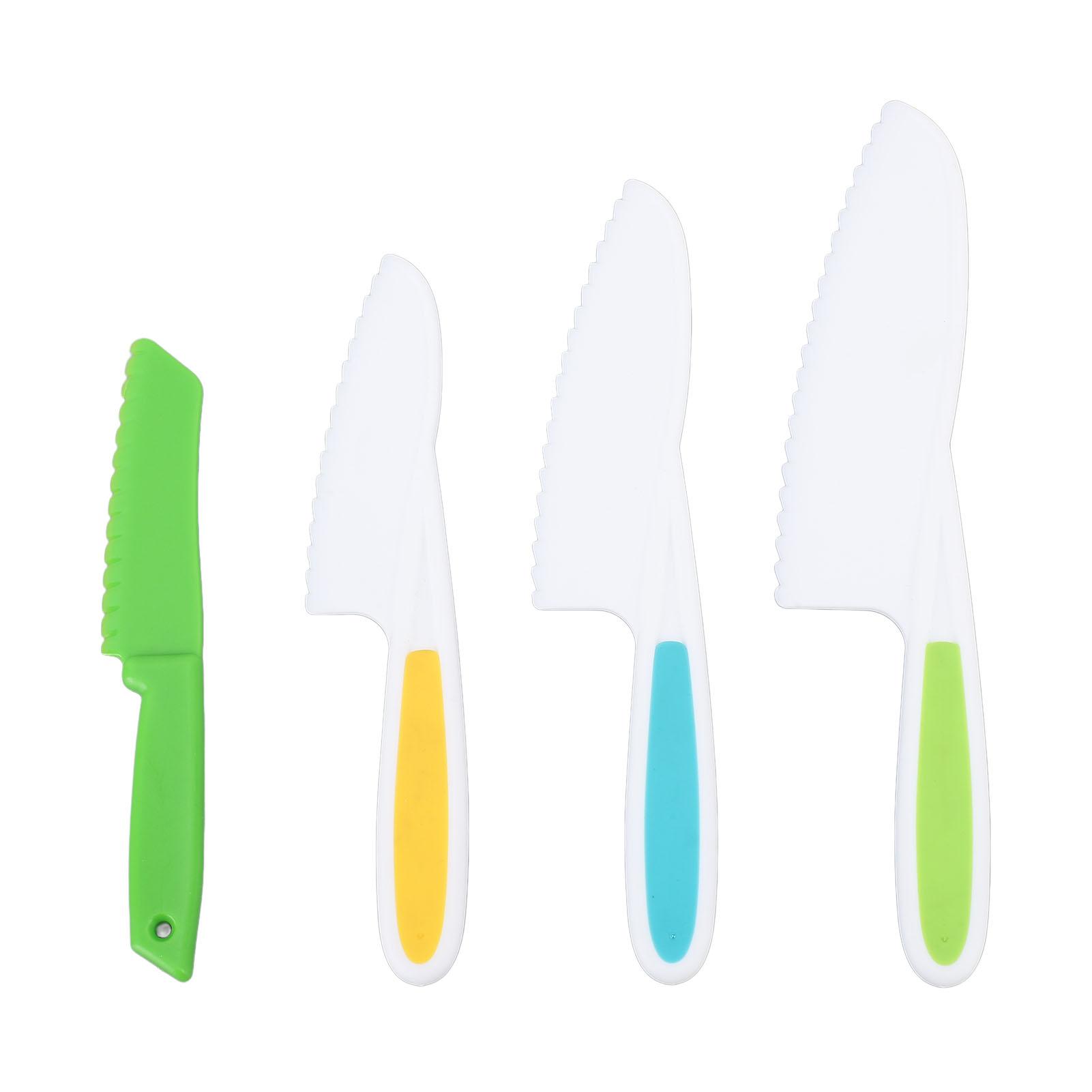 TOMTOP JMS 4pcs Kids Kitchen Knives Set Fruit Vegetable Cutting Serrated Safety Knives for Home Use L