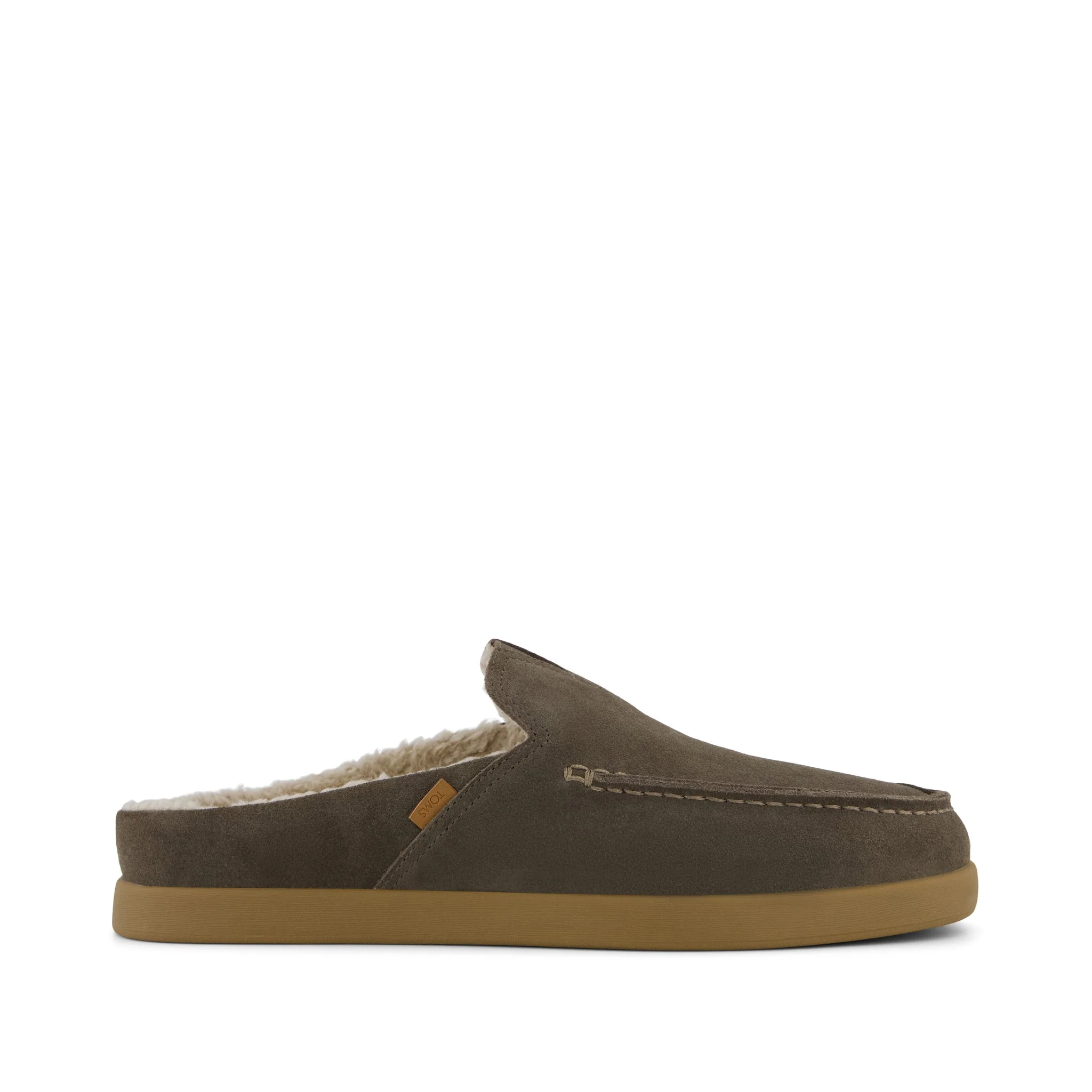 TOMS Men's Alonso Mule - Canteen Suede Faux Shearling Lined in Green, Size 9