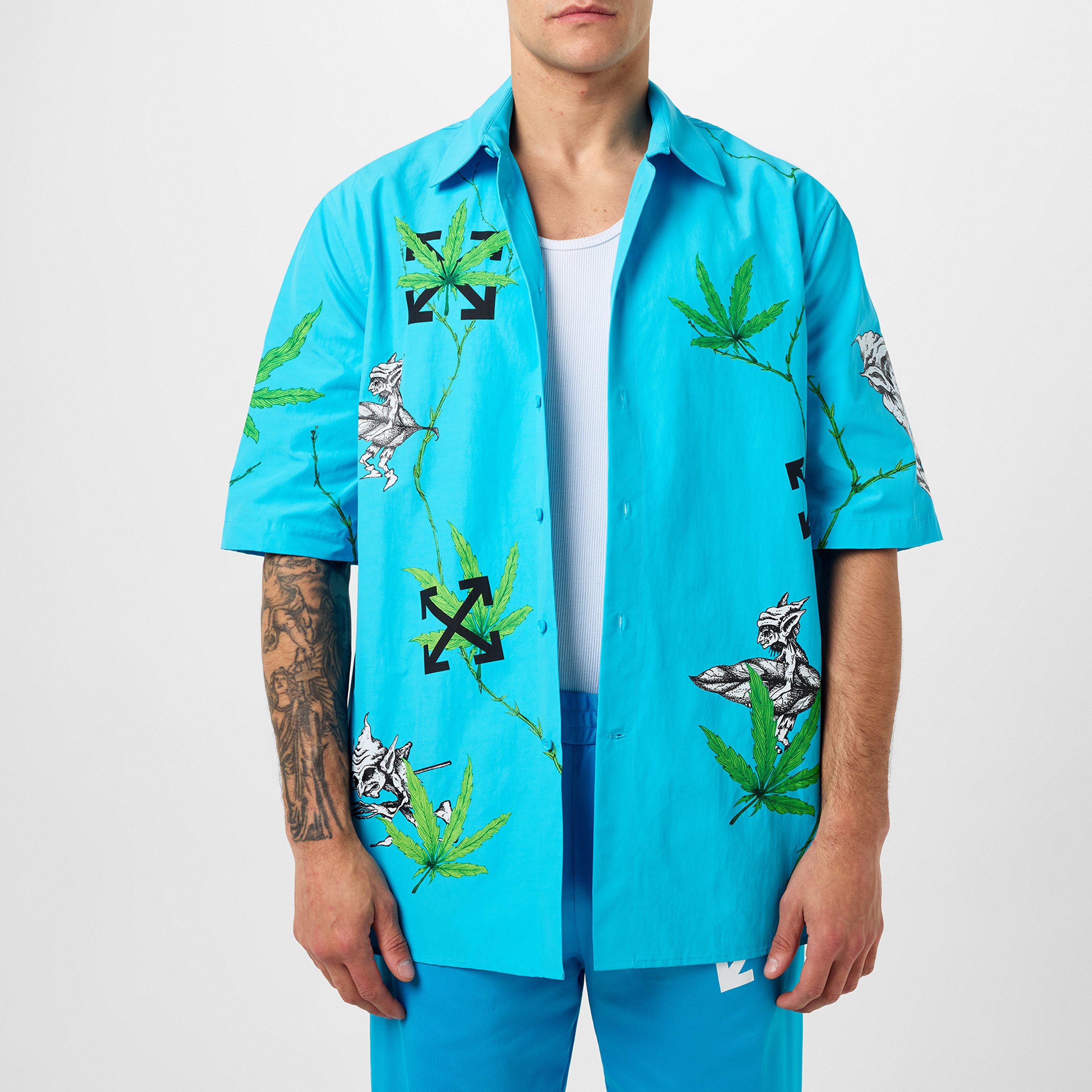 OFF White Off Weed Ss Shirt Sn22 - Blue