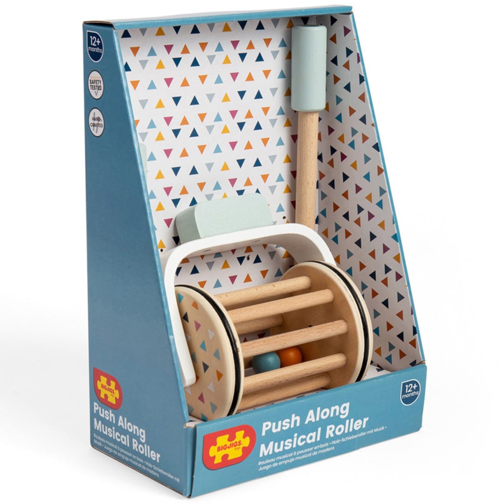 Bigjigs Toys Push Along Musical Roller|natural