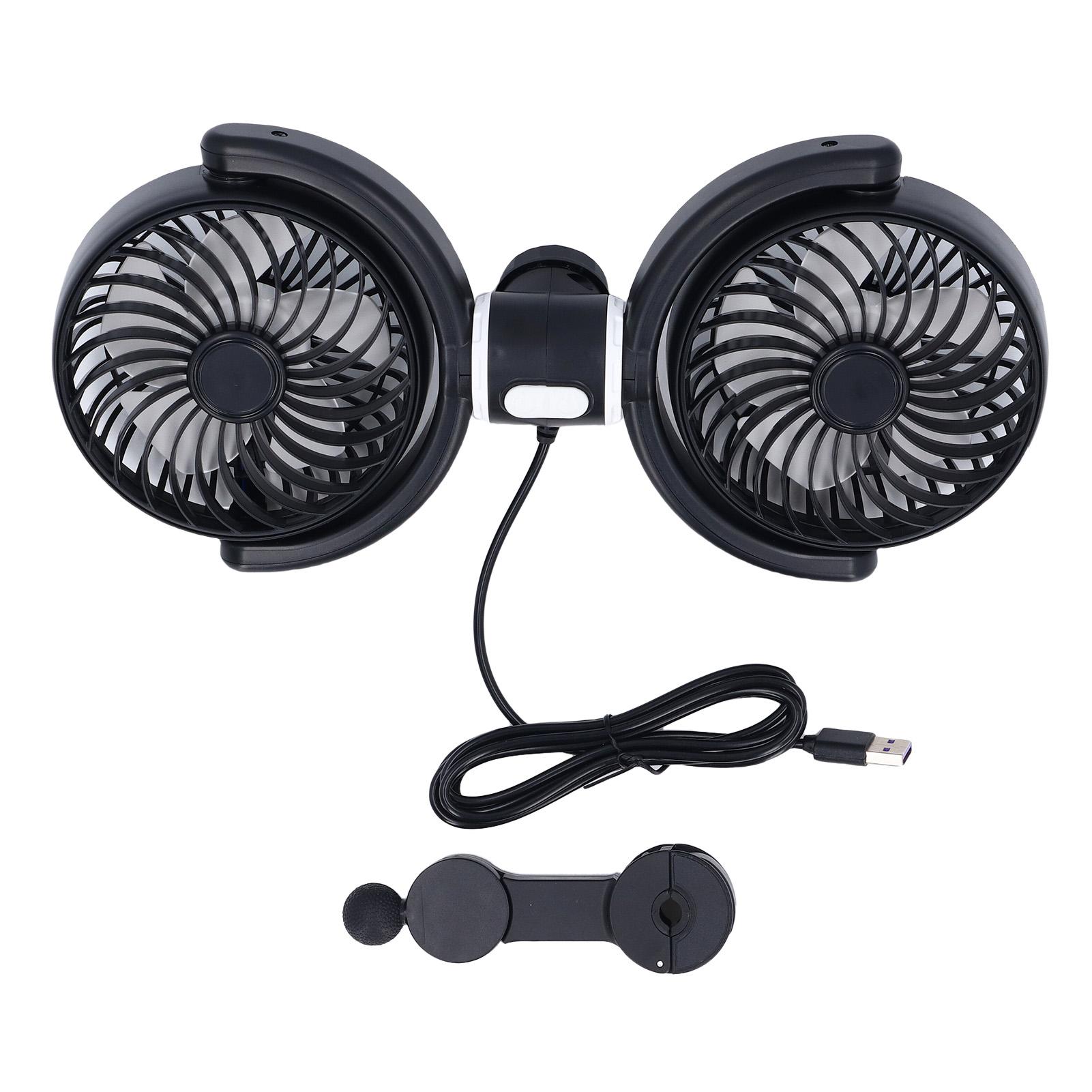 OutsideWorld USB Car Cooling Fans for Backseat Dual Head Car Fan Quiet Vehicle Rear Headrest Fans for Driving