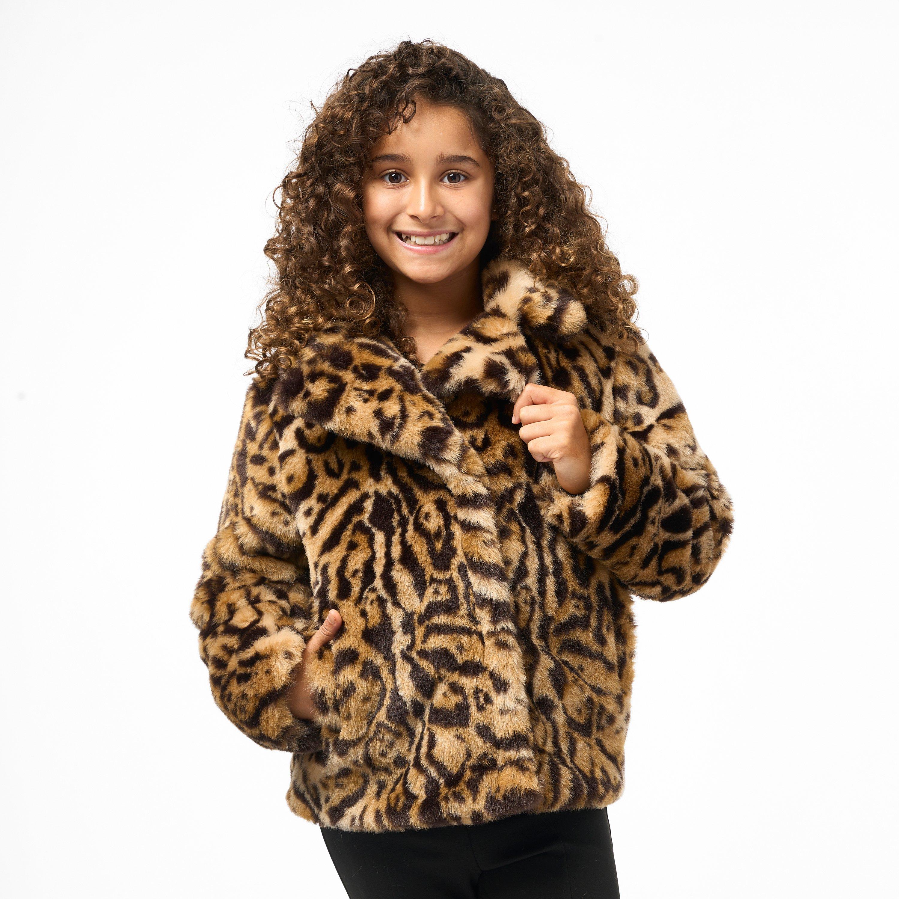 Biba Junior Girls Faux Fur Jacket - Brown
