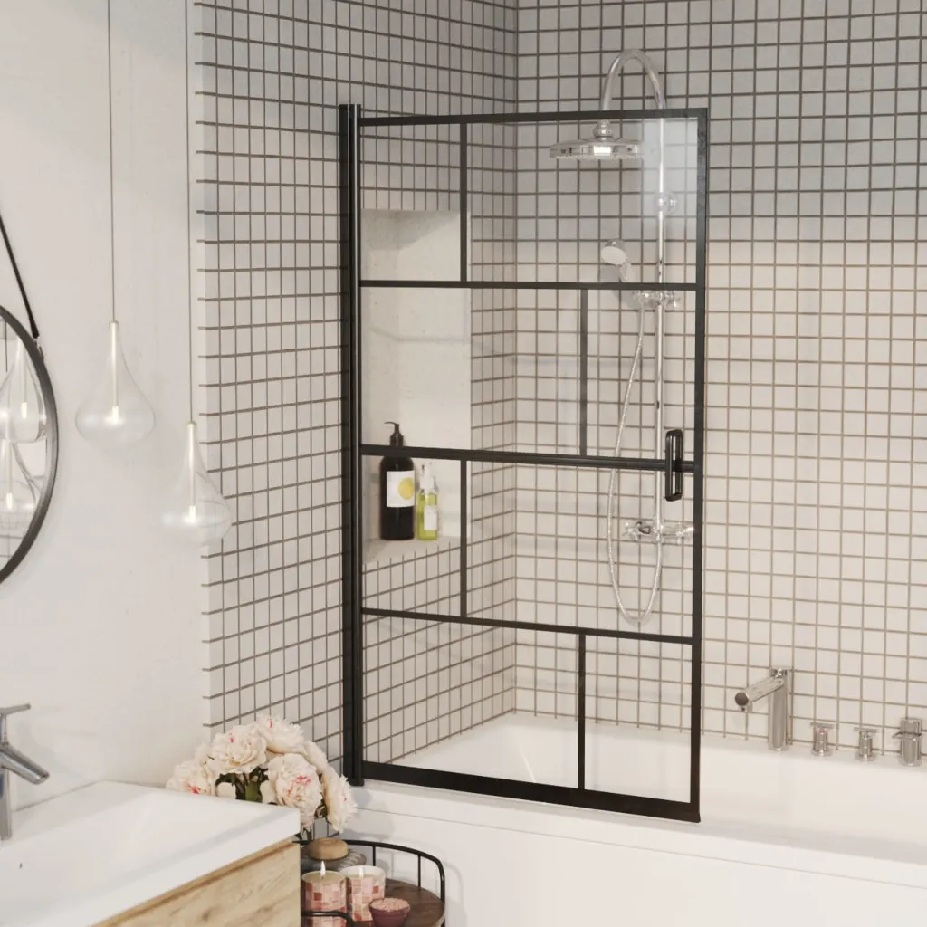 VidaXL Shower Enclosure ESG 80x140 cm Black
