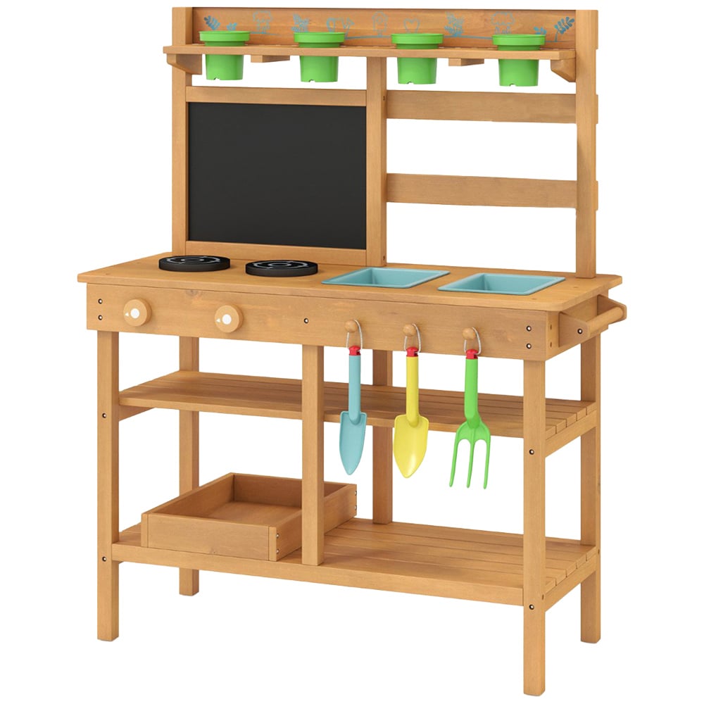 Costway Natural Kids Mud Pretend Kitchen Play Set