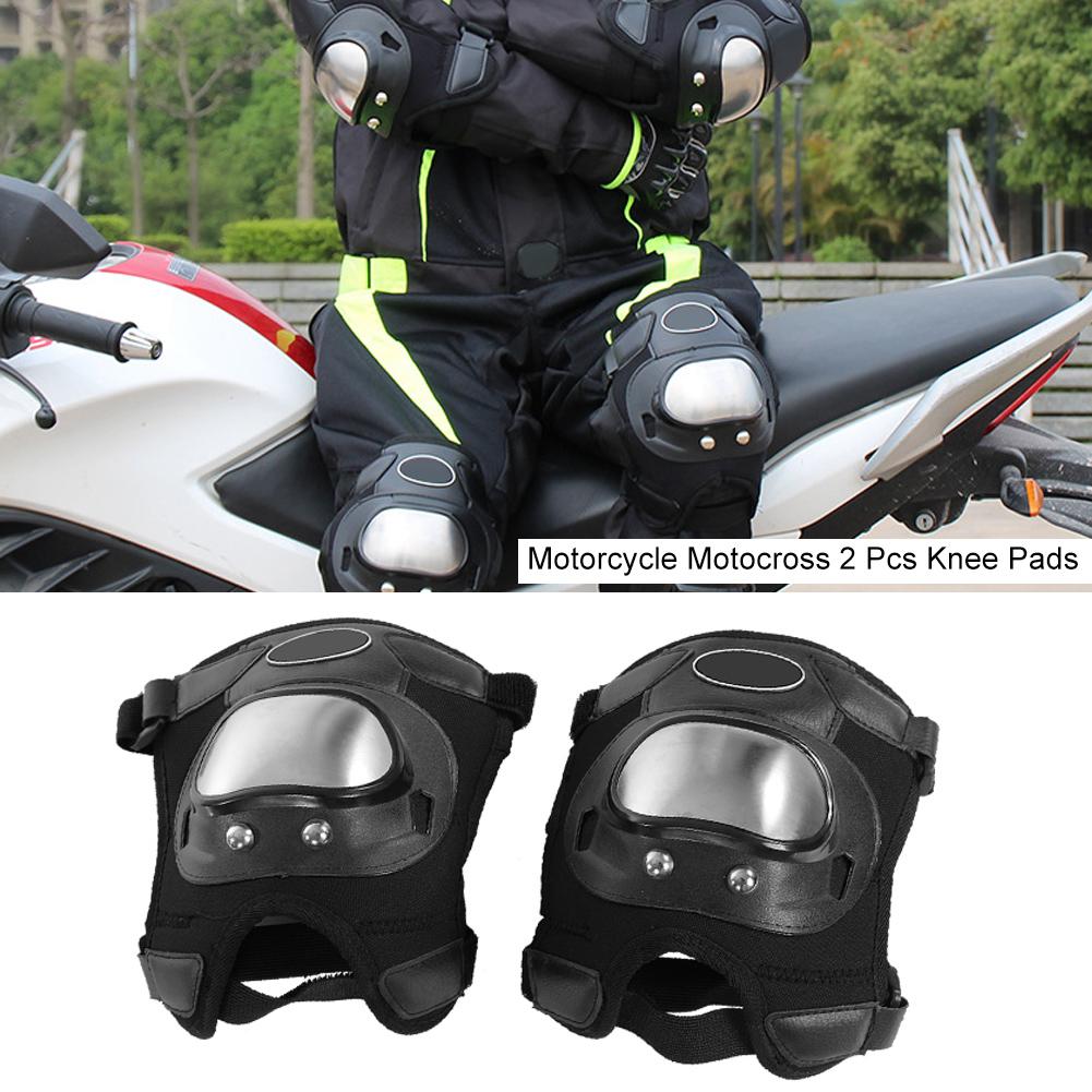 TOMTOP JMS 2 Pcs Stainless Steel Motorcycle Motocross ATV Adults Knee Pads Shin Guard Protective Armor Set
