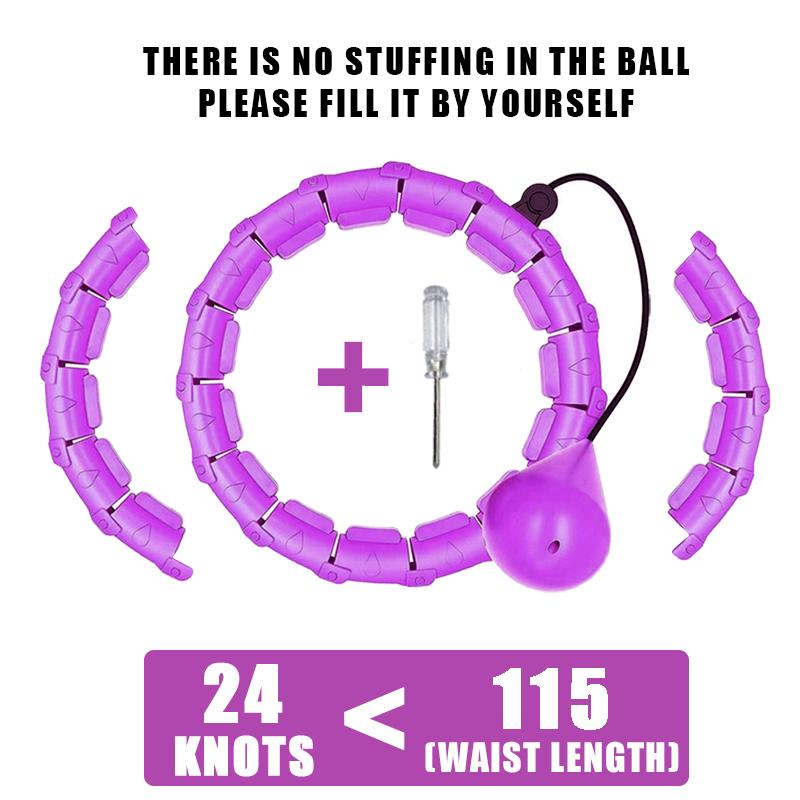 Binchi Keji Travel Weighted Hula Circle Hoops for Adults Weight Loss Plus Size for Adults Smart Exercise 2 In 1 Adjustable with Detachable Knots purple