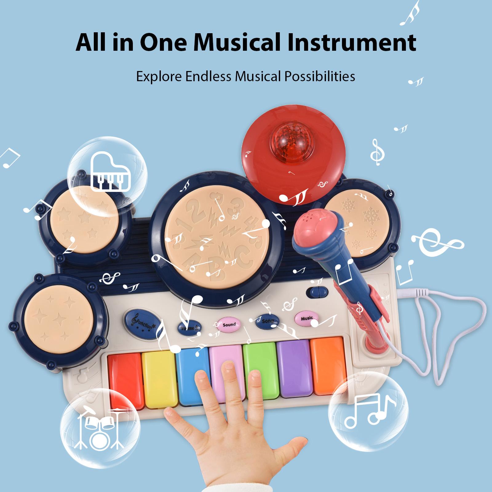 TOMTOP JMS Electric Music Drum Piano Keyboard Drum Set Birthday Gifts Musical Instruments Multifunctional