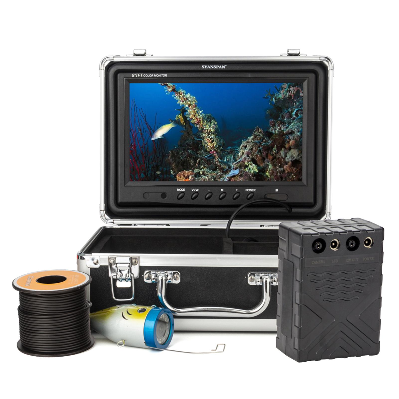 TOMTOP JMS Underwater Fishing Camera Fish Finder with 12LEDs 7Inch/9Inch LCD Display 15M/30M/50M Cable IP68 9 inch screen x 30M cable