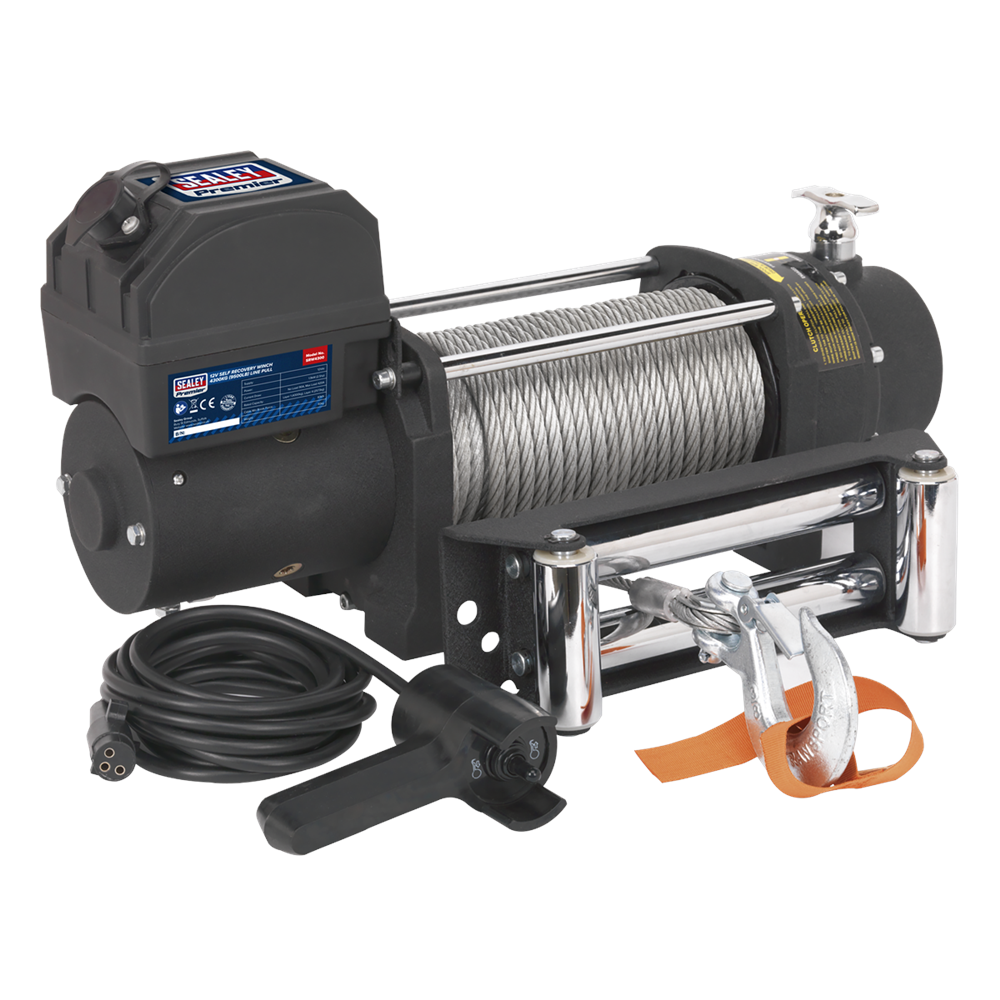 Sealey Self Recovery Winch 4300kg (9500lb) Line Pull 12v